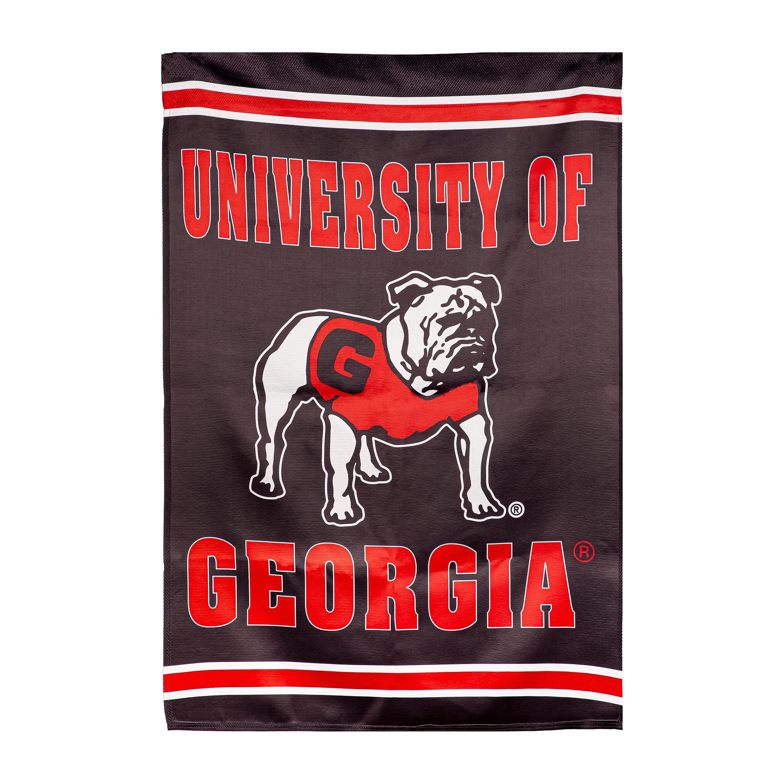 University of Georgia Alternate Bulldog Logo Embossed Suede House Flag - Sports Gifts, Sports Memorabilia, Sports Collectibles, Fan Shop