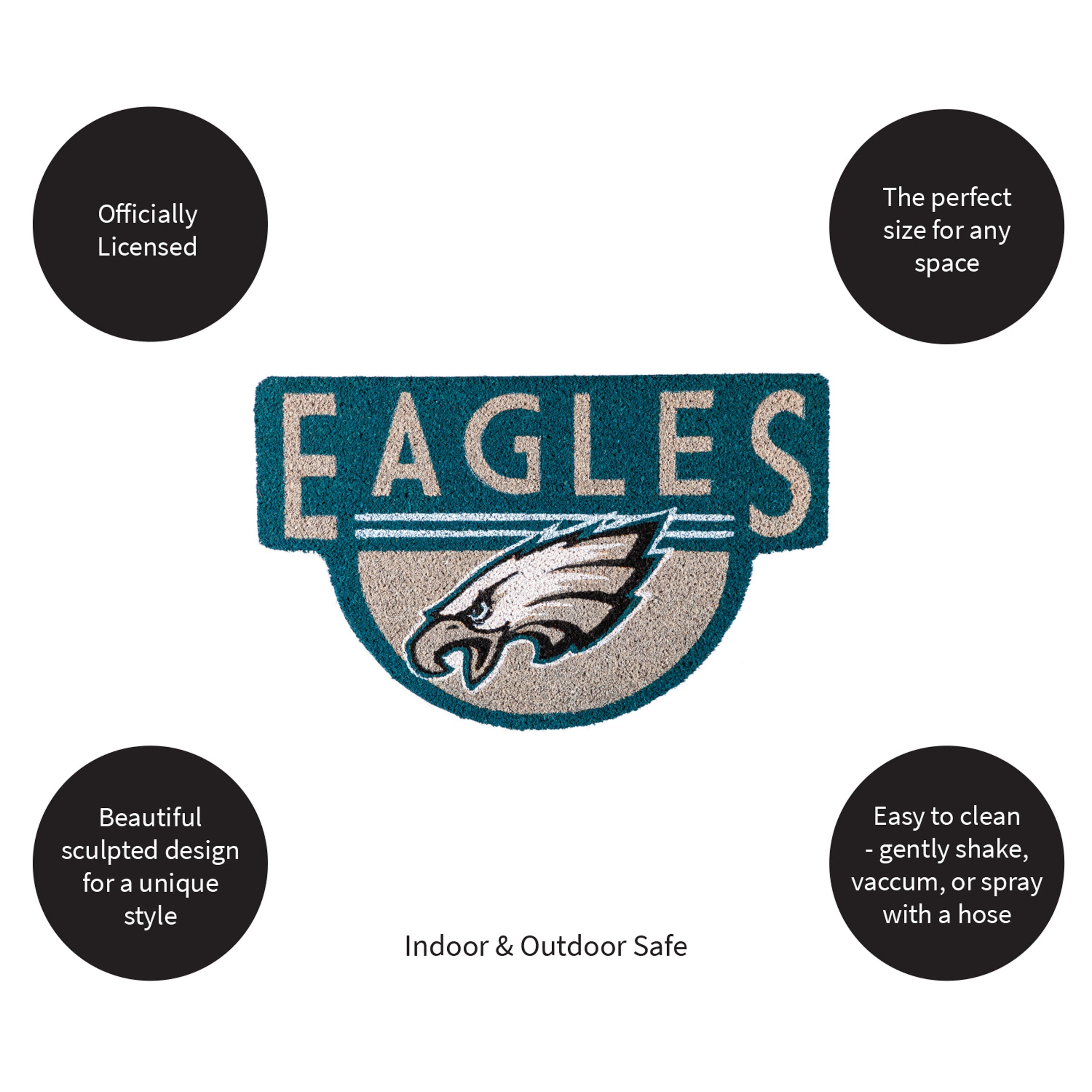 NFL Shaped Coir Door Mat, Eagles - Sports Gifts, Sports Memorabilia, Sports Collectibles, Fan Shop