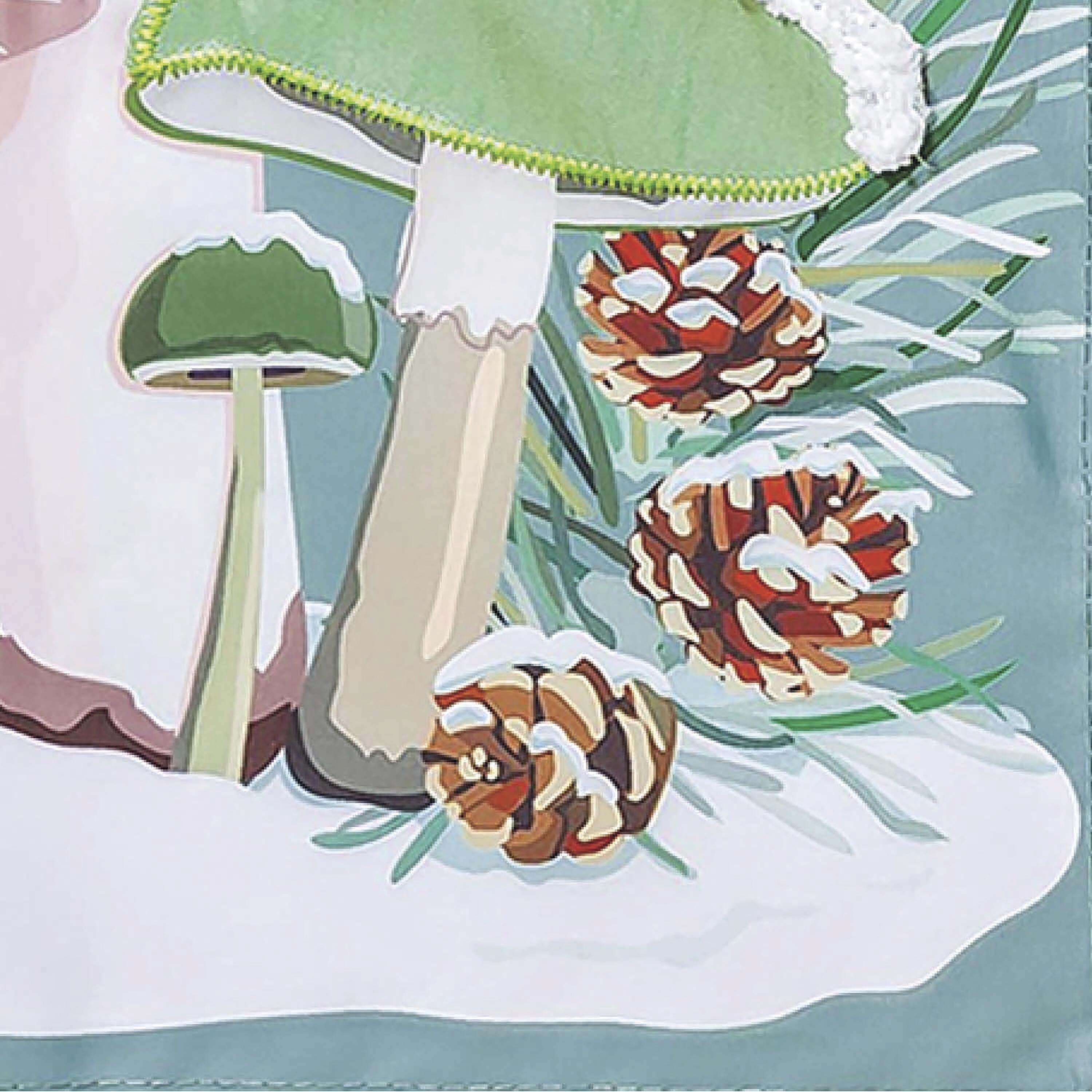 Woodland Winter Mushroom Applique Garden Flag