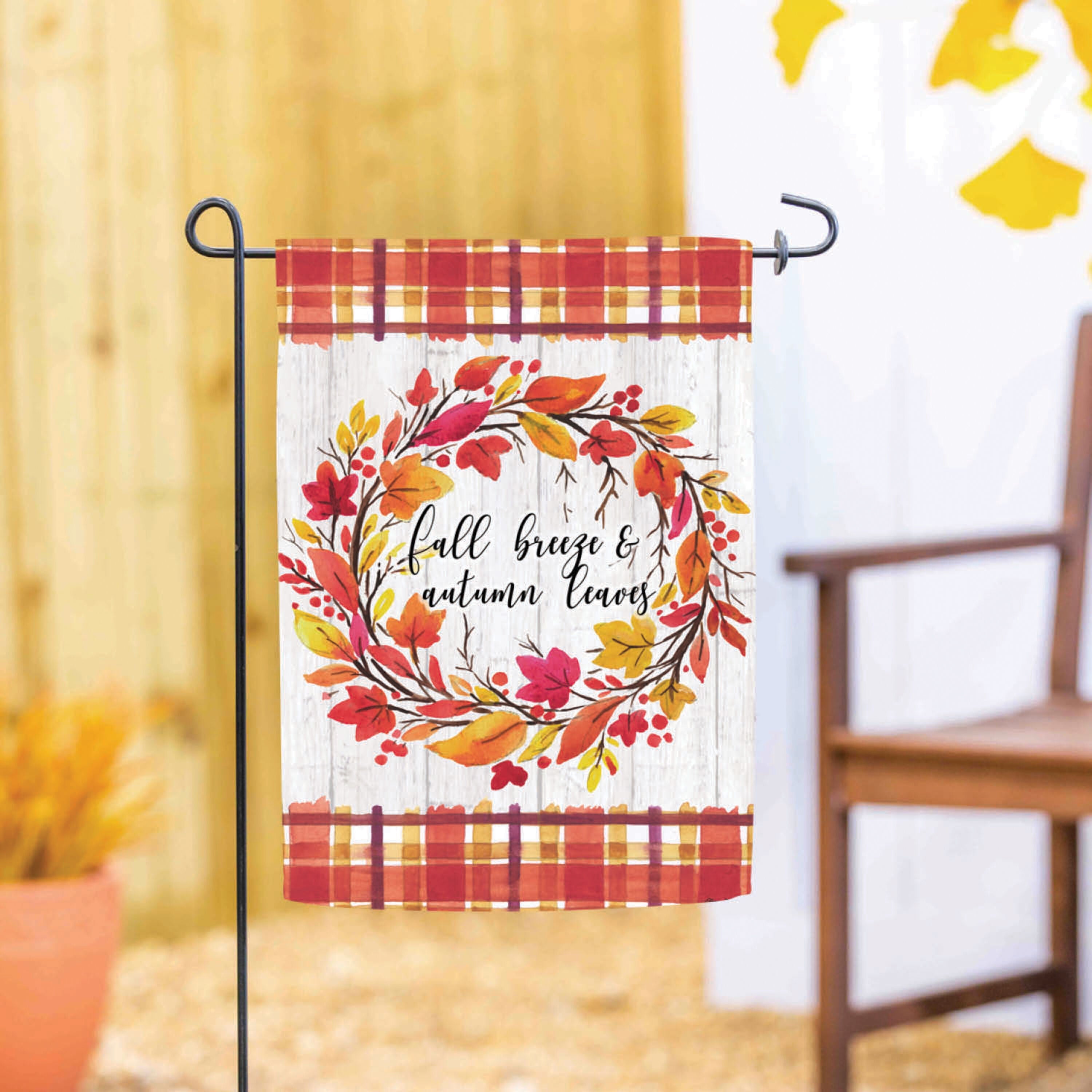 Fall Breeze and Autumn Leaves Moire Garden Flag - Sports Gifts, Sports Memorabilia, Sports Collectibles, Fan Shop