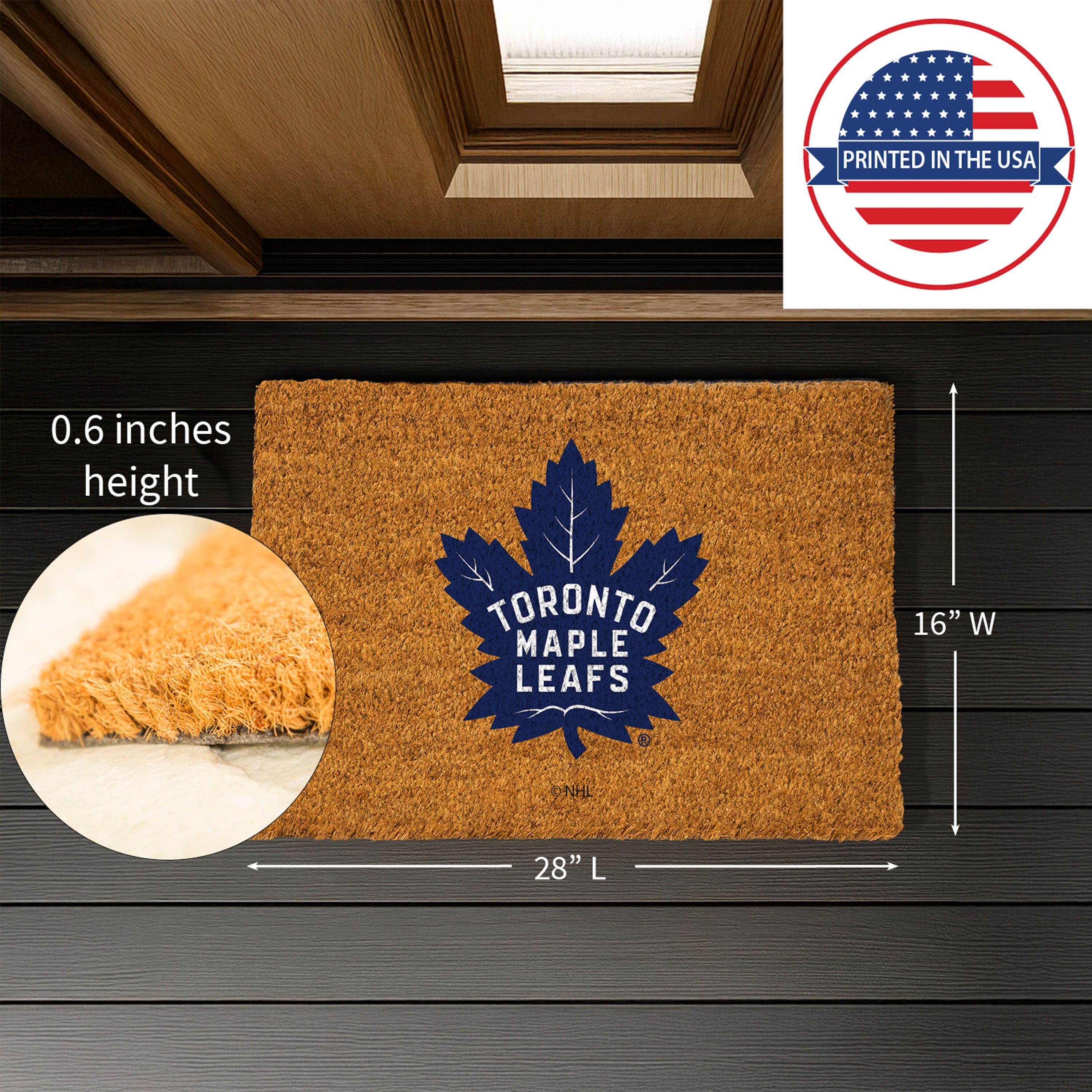 Coir Mat, 16"x28", Toronto Maple Leafs - Sports Gifts, Sports Memorabilia, Sports Collectibles, Fan Shop