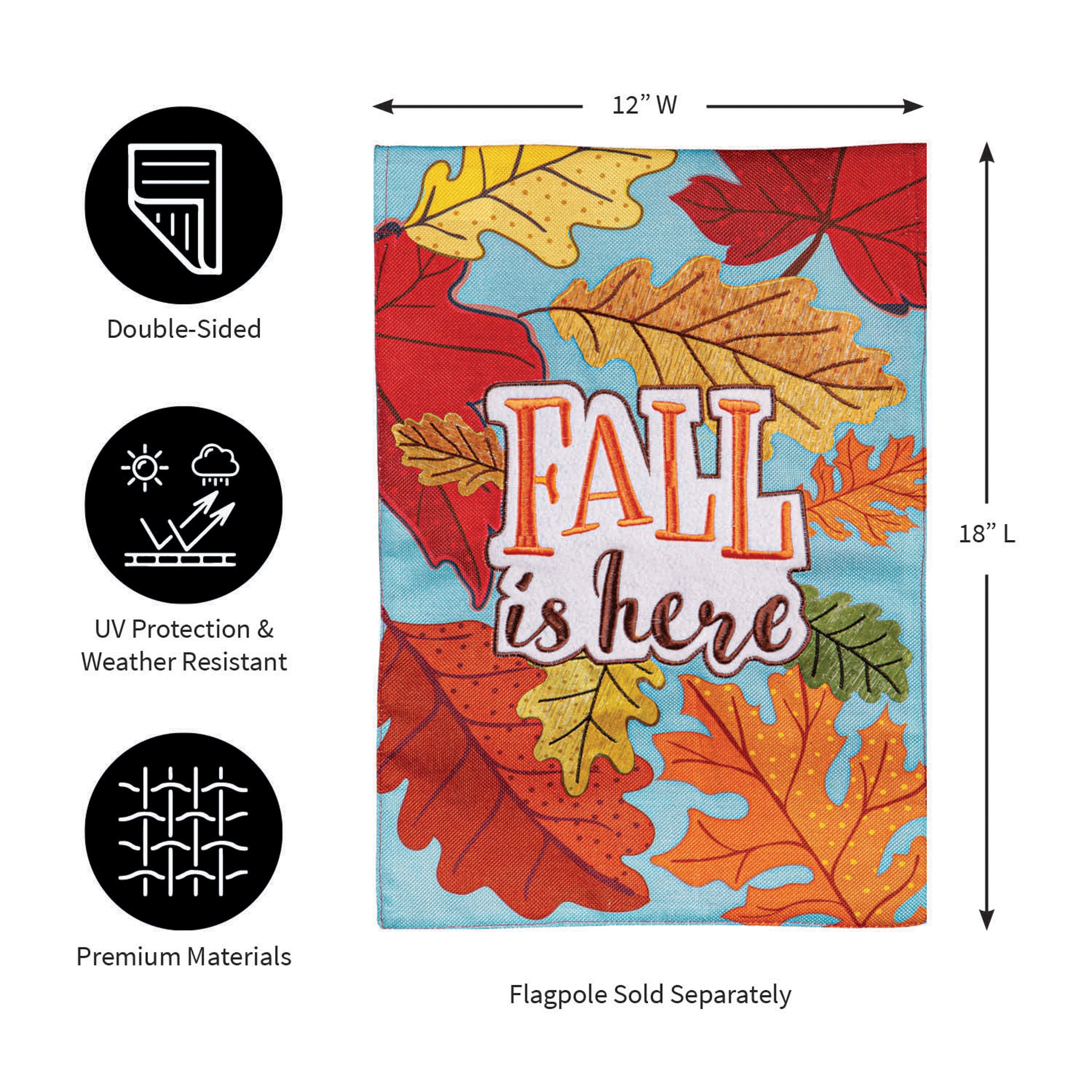 Fall Is Here Burlap Garden Flag - Sports Gifts, Sports Memorabilia, Sports Collectibles, Fan Shop