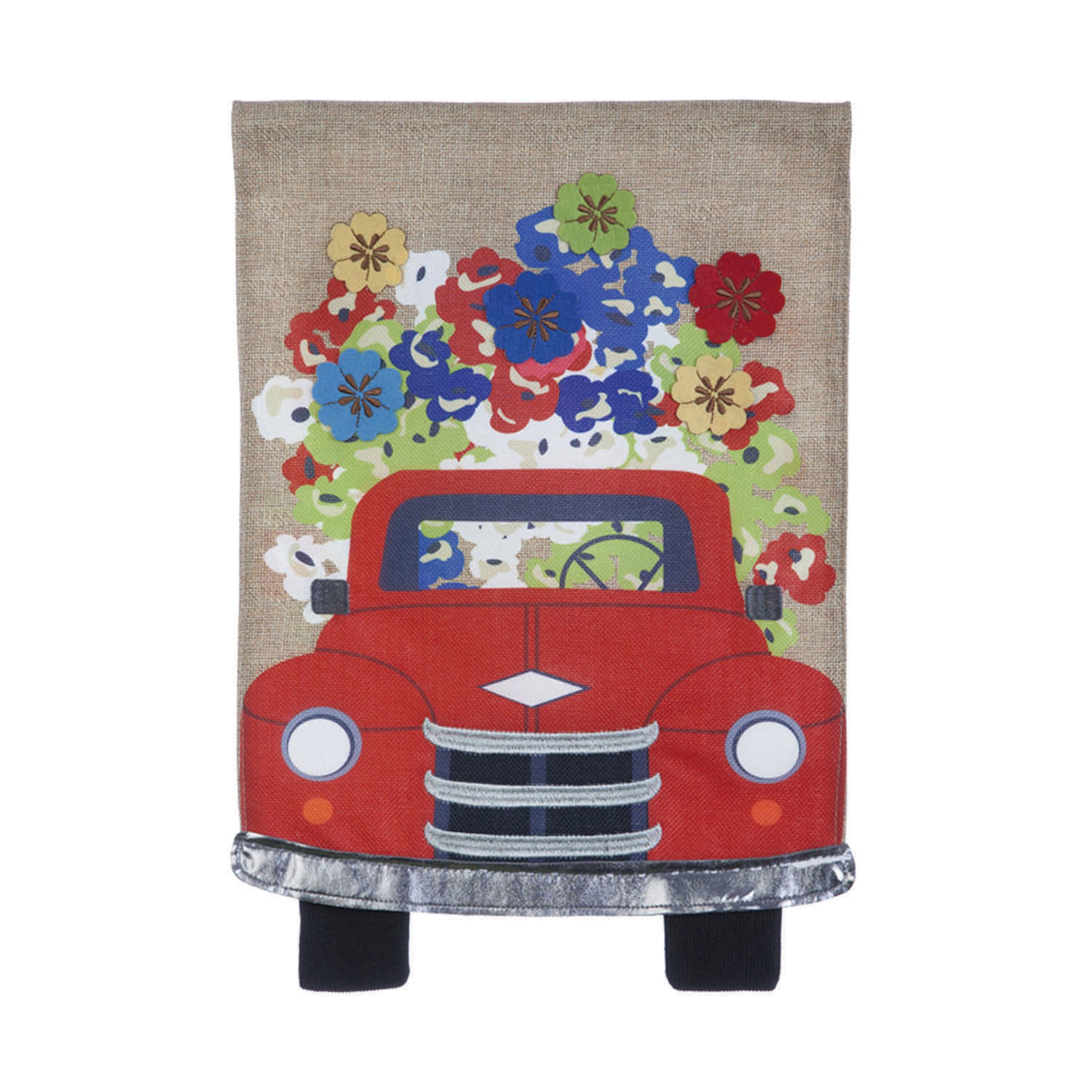 Burlap garden flag, Red Truck Flowers - Sports Gifts, Sports Memorabilia, Sports Collectibles, Fan Shop