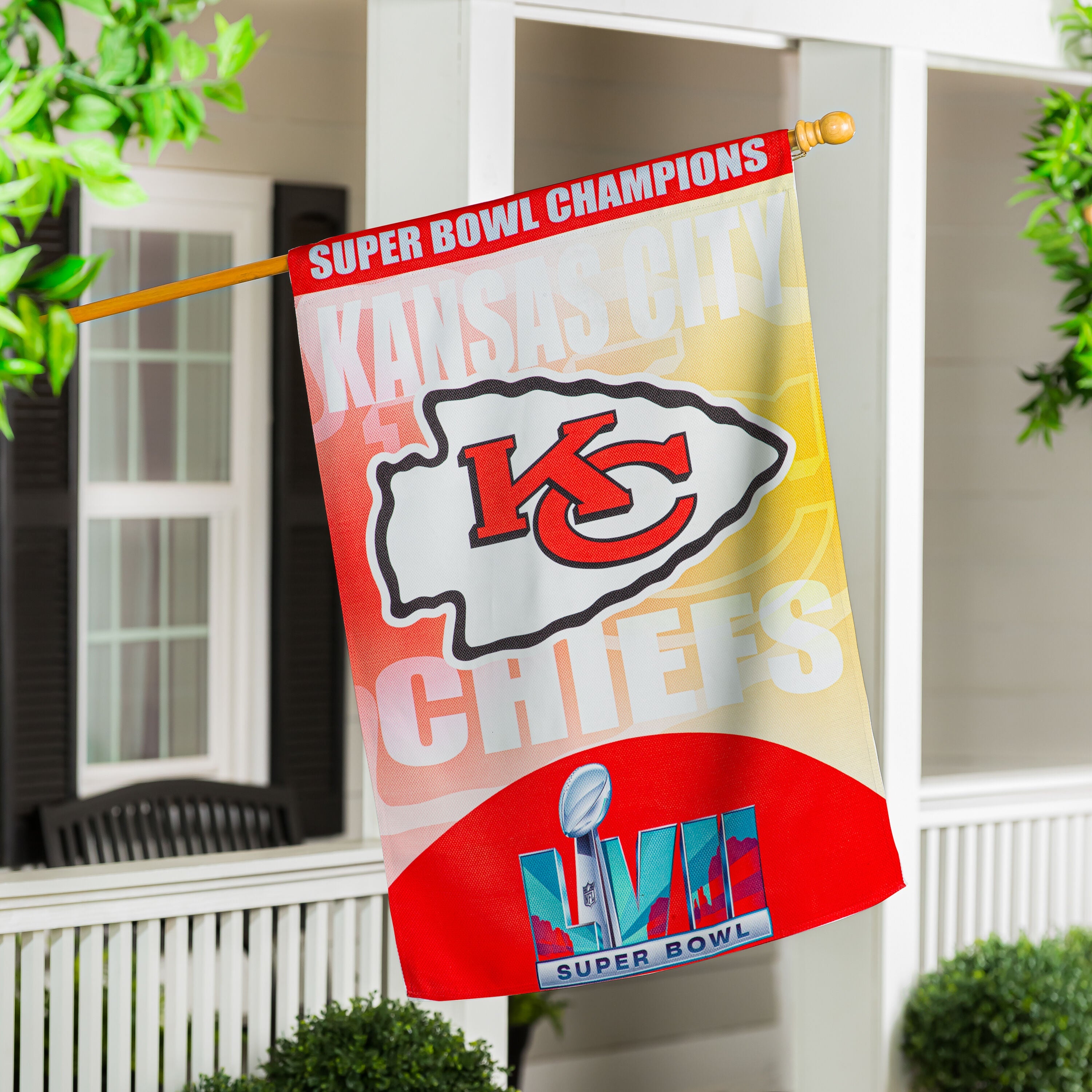 Embossed Suede Flag, SB57, Champions, House Size, Kansas City Chiefs - Sports Gifts, Sports Memorabilia, Sports Collectibles, Fan Shop