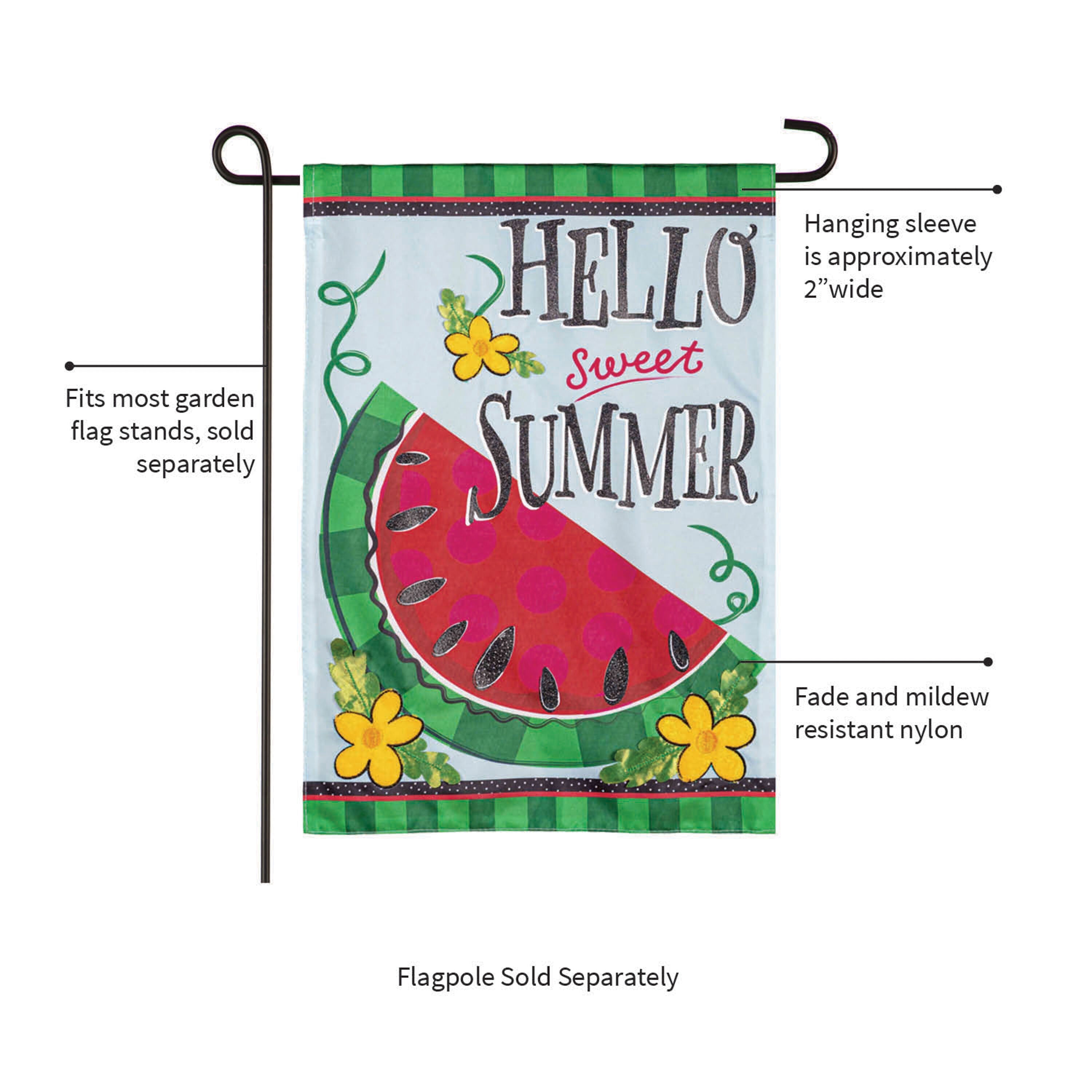 Hello Sweet Summer Applique Garden Flag