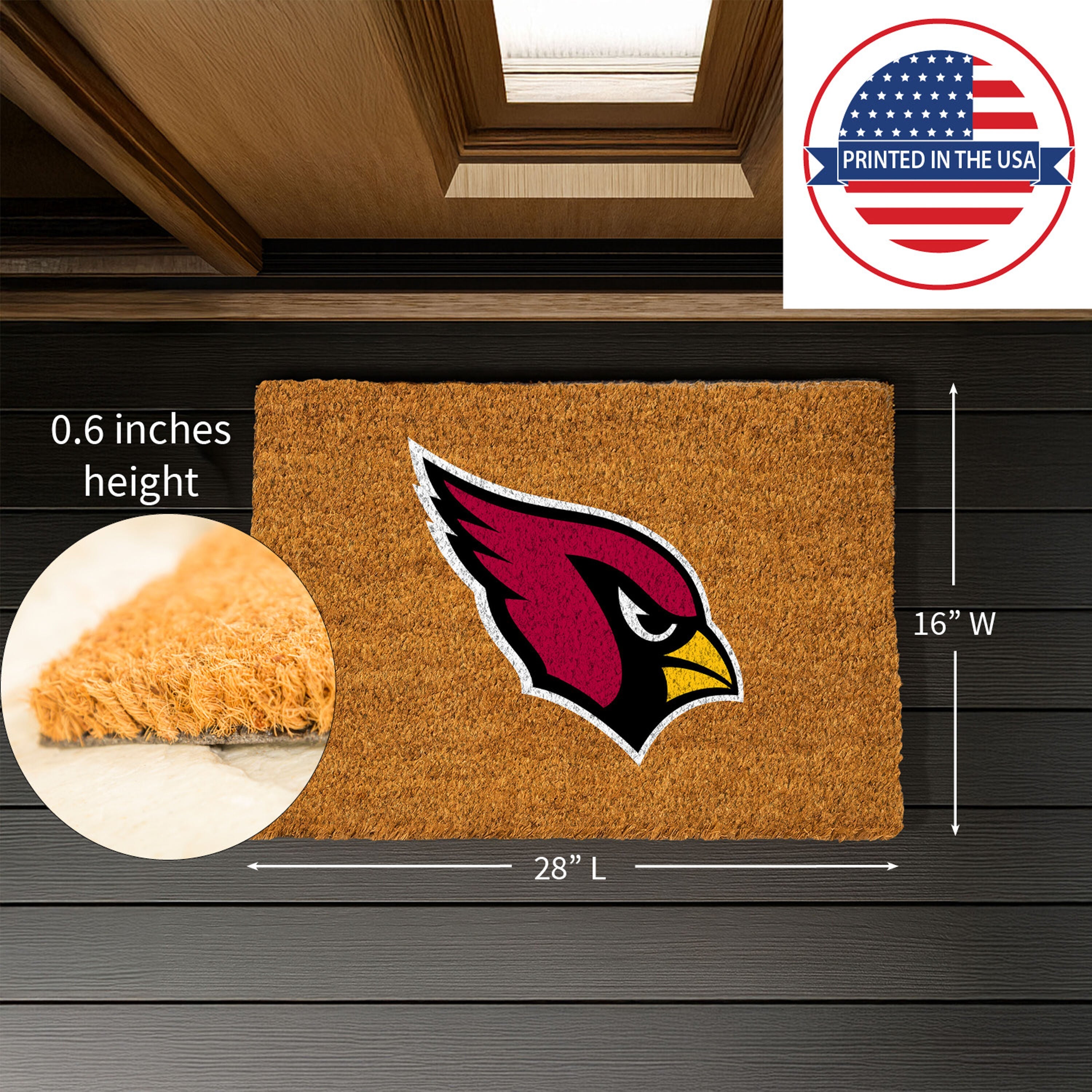 Coir Mat, 16"x28", Arizona Cardinals