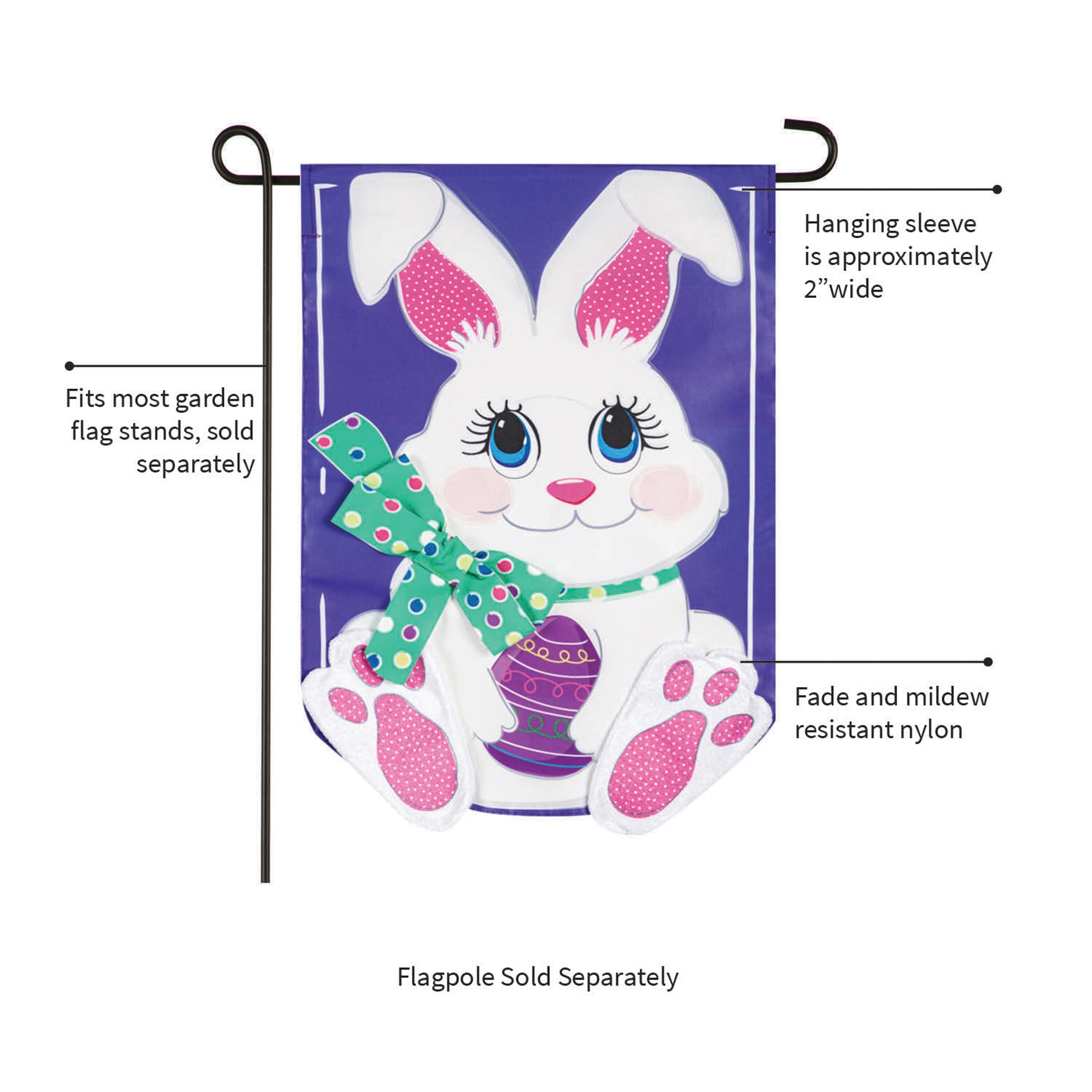 Easter Bunny Applique Garden Flag - Sports Gifts, Sports Memorabilia, Sports Collectibles, Fan Shop