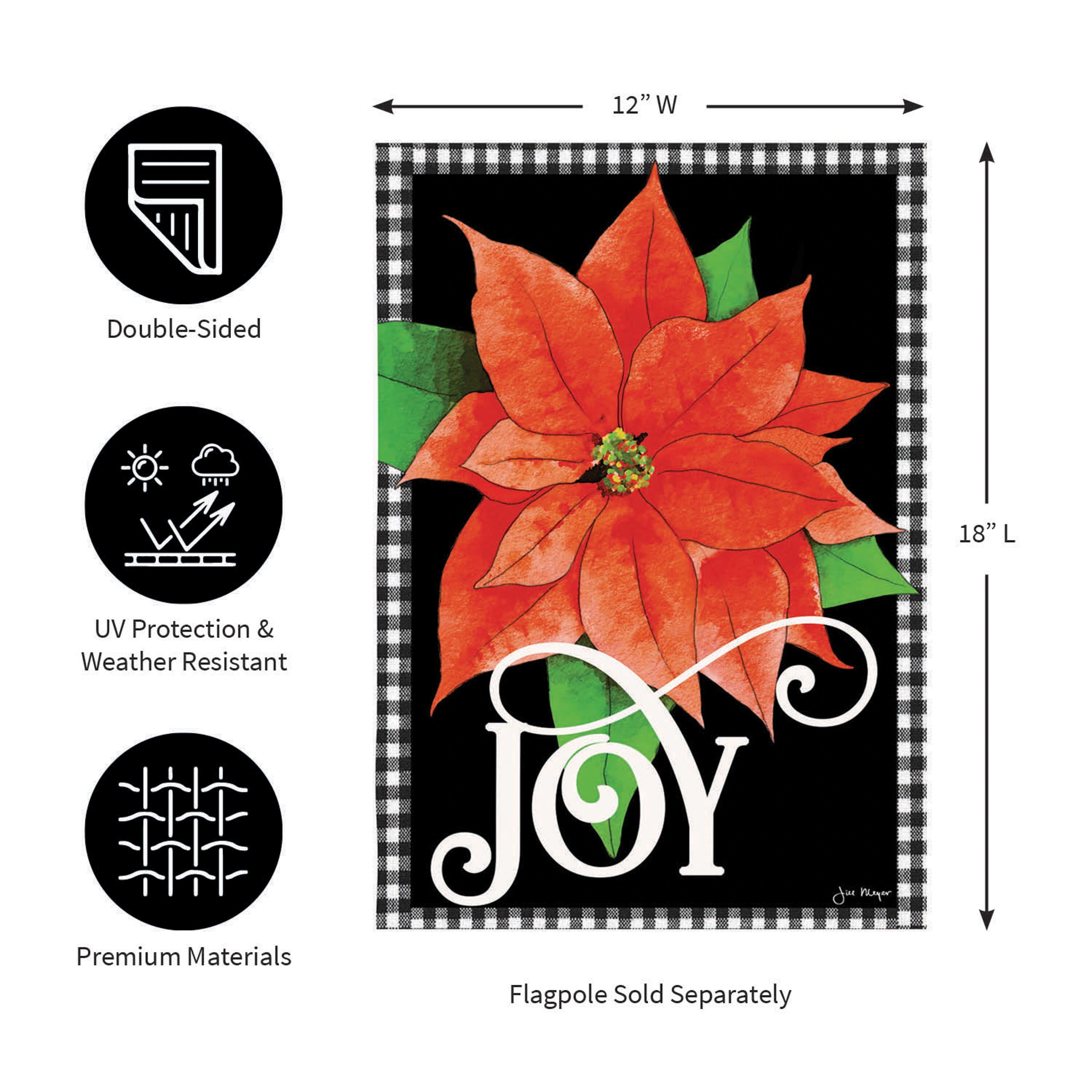 Joy Poinsettia Burlap Garden Flag - Sports Gifts, Sports Memorabilia, Sports Collectibles, Fan Shop