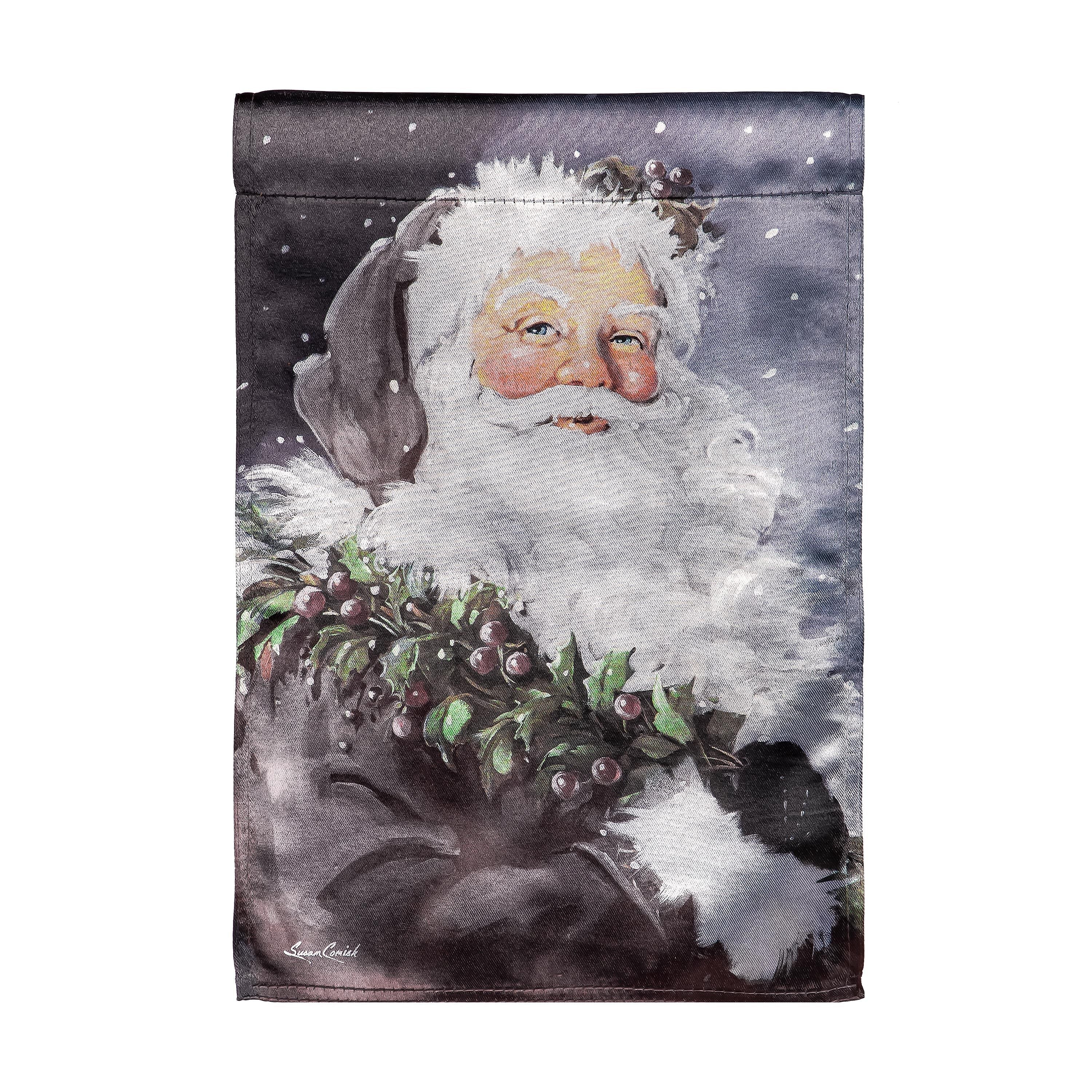 Santa in the Winter Lustre Garden Flag