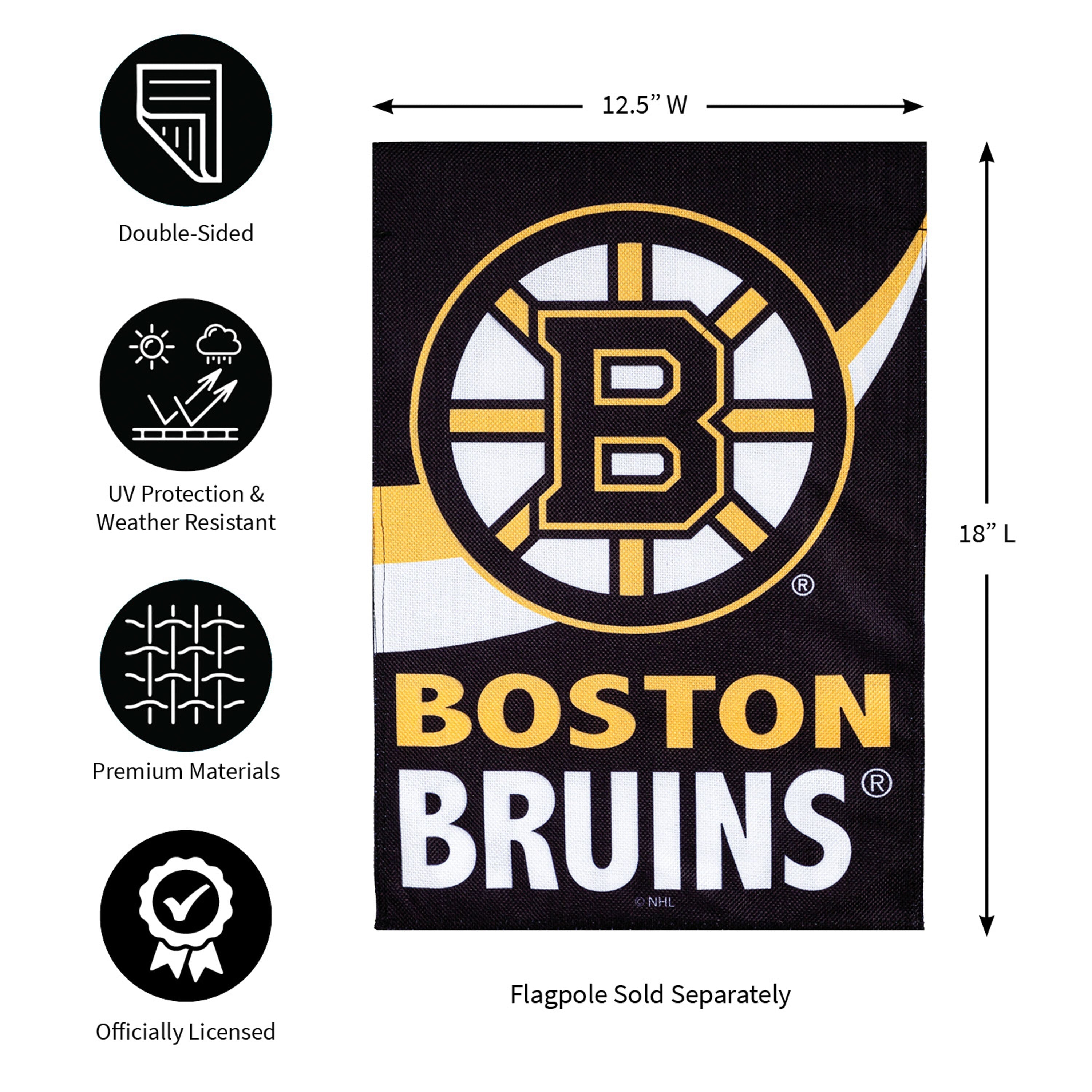 NHL Hockey Burlap Garden Flag, Boston Bruins - Sports Gifts, Sports Memorabilia, Sports Collectibles, Fan Shop