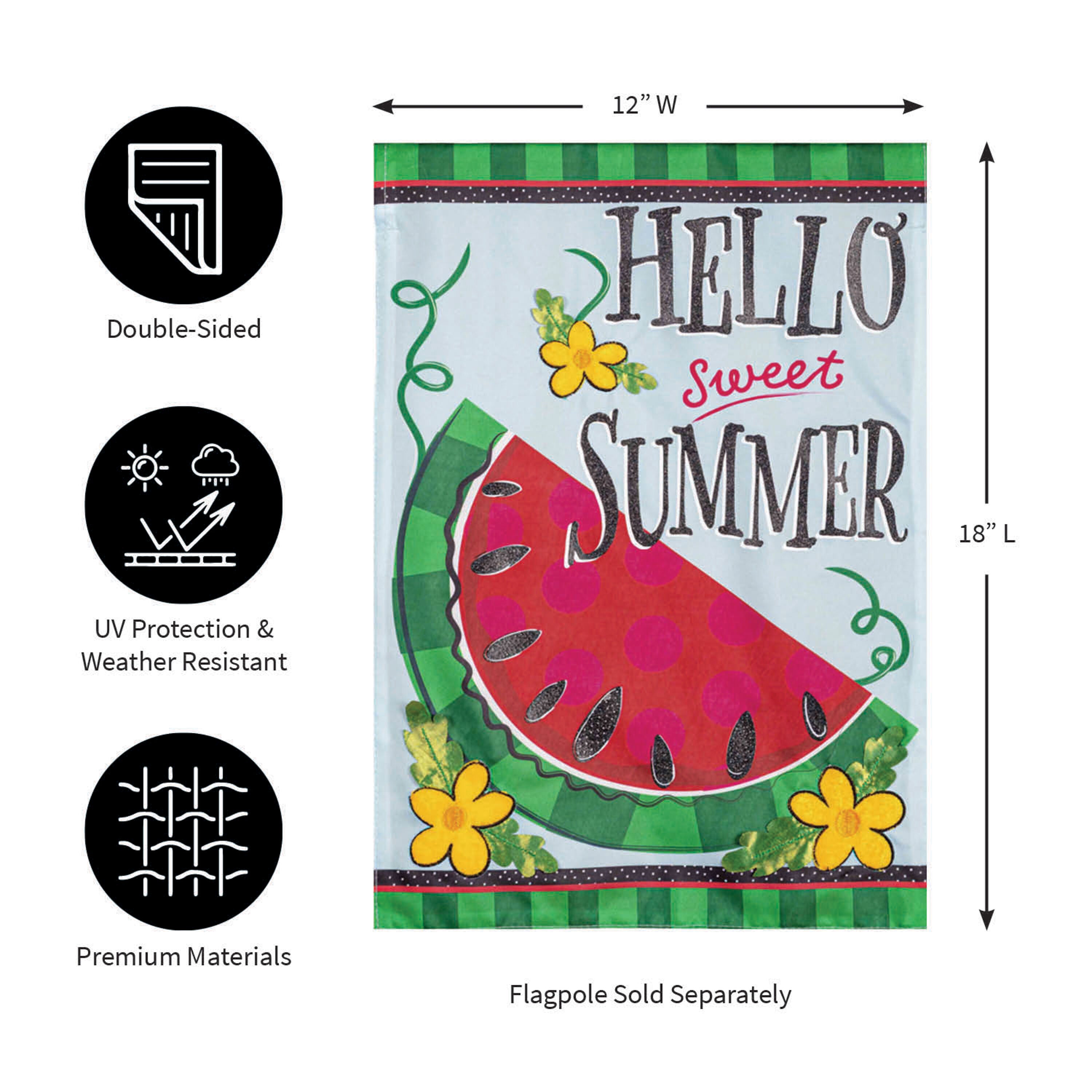 Hello Sweet Summer Applique Garden Flag