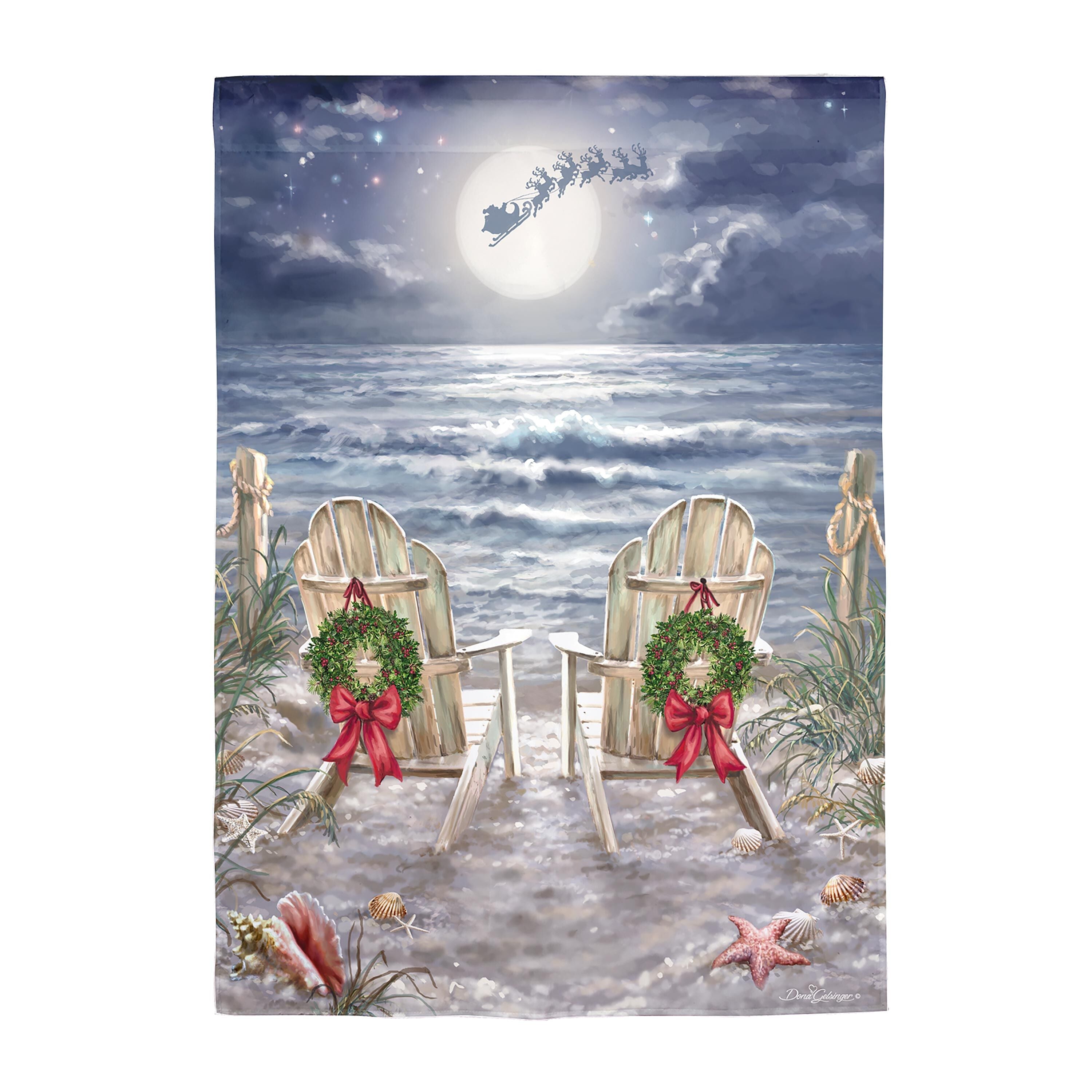 Christmas on the Beach Suede Garden Flag