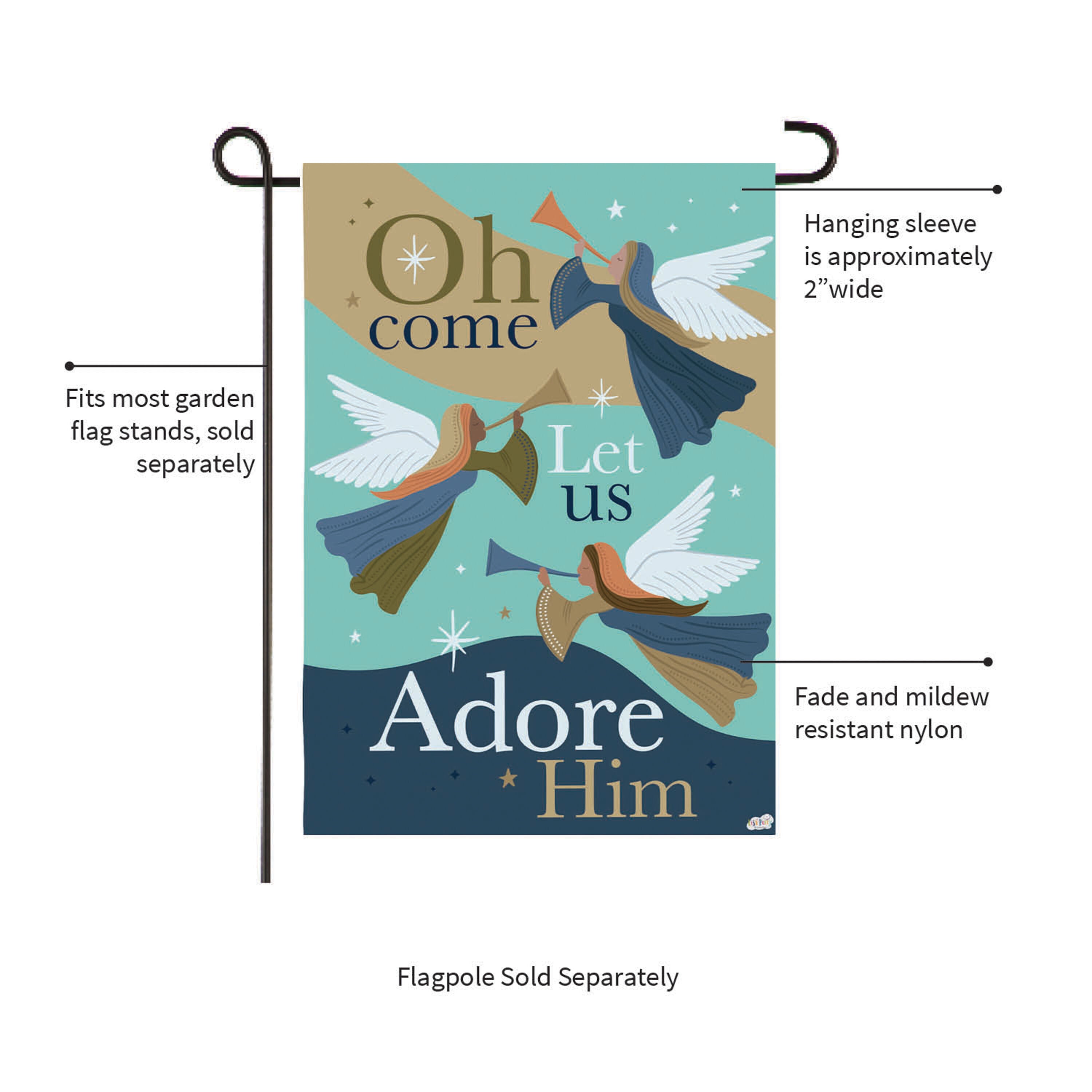 Oh Come Let Us Adore Him Suede Garden Flag - Sports Gifts, Sports Memorabilia, Sports Collectibles, Fan Shop