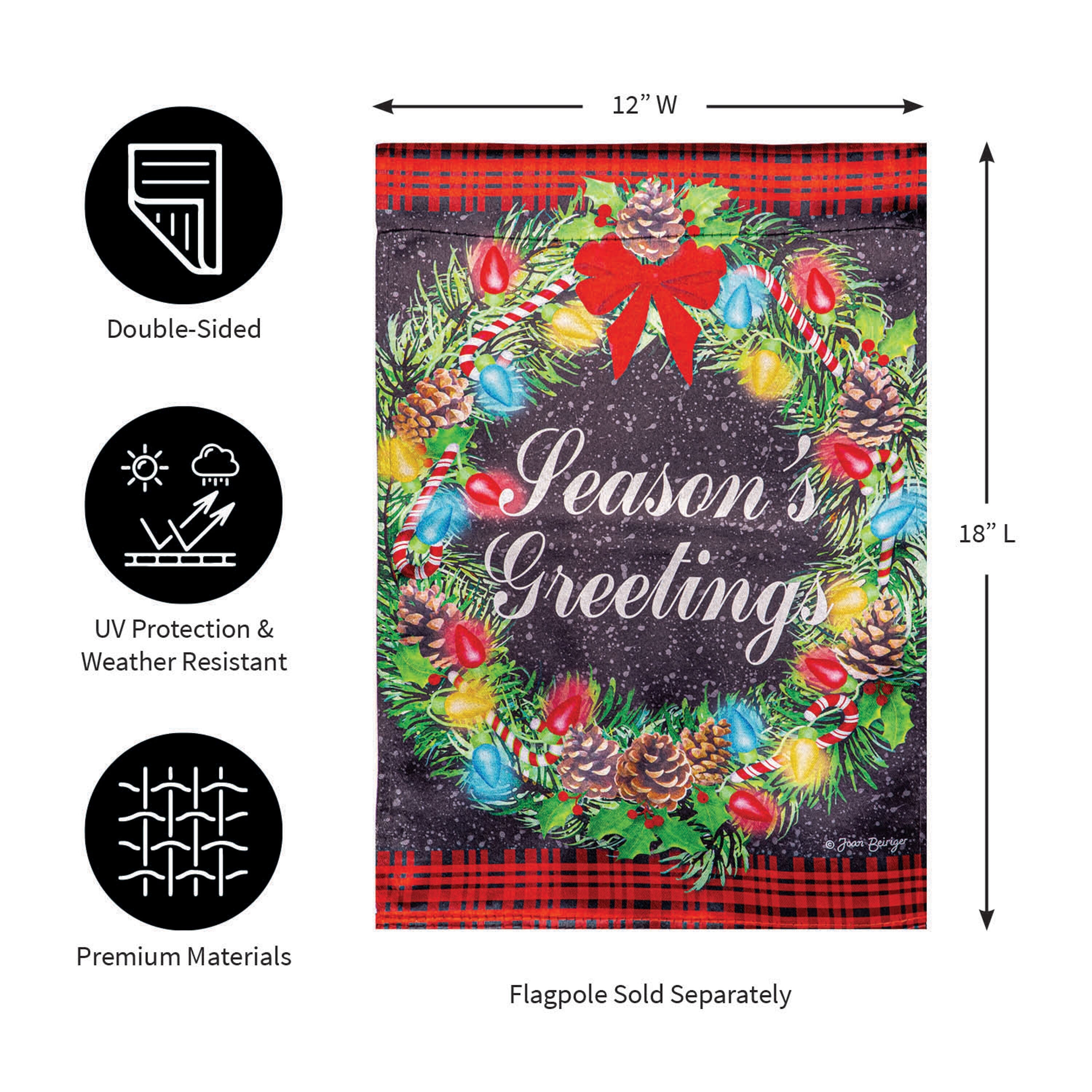 Season's Greeting Lustre Garden Flag - Sports Gifts, Sports Memorabilia, Sports Collectibles, Fan Shop