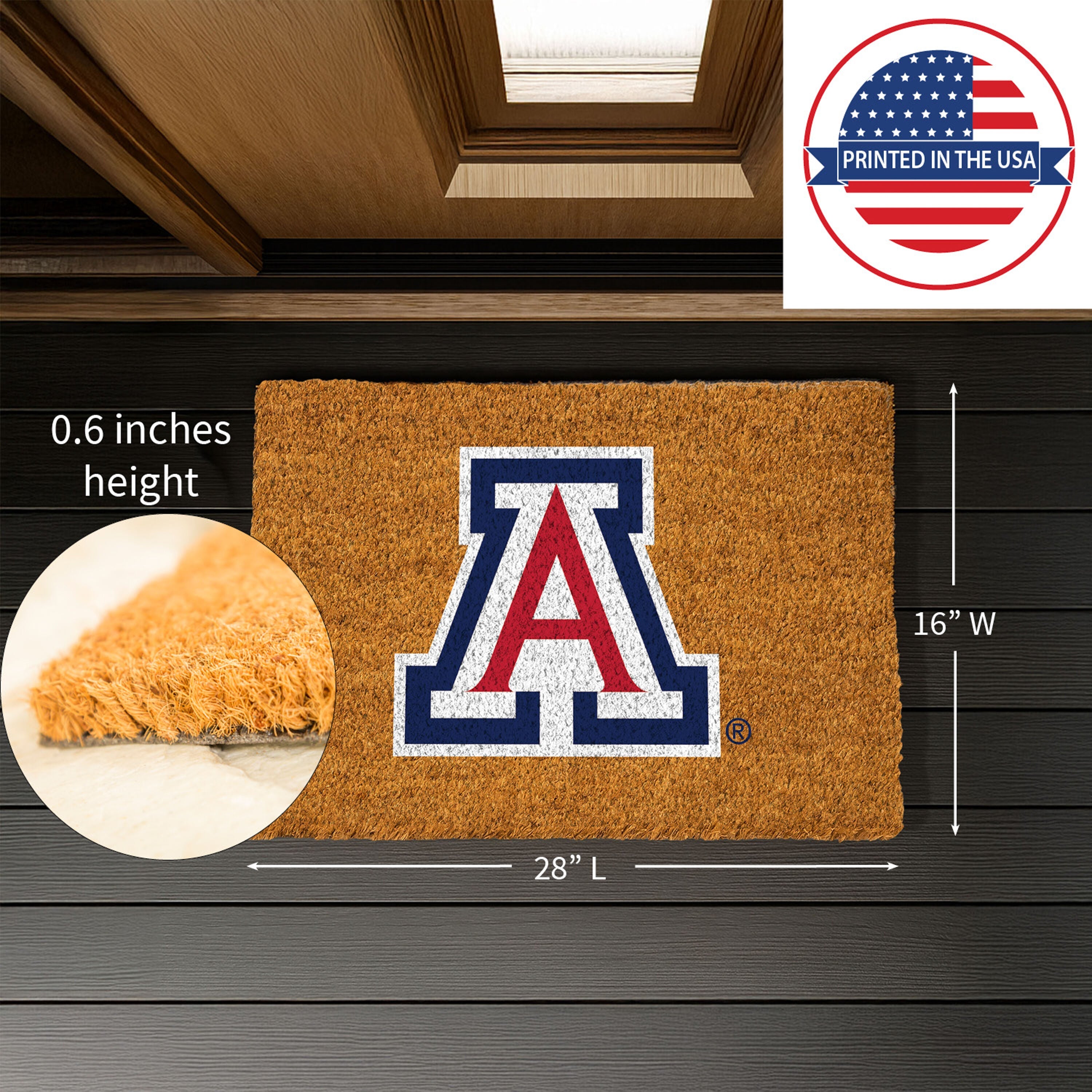 Coir Mat, 16"x28", University of Arizona - Sports Gifts, Sports Memorabilia, Sports Collectibles, Fan Shop
