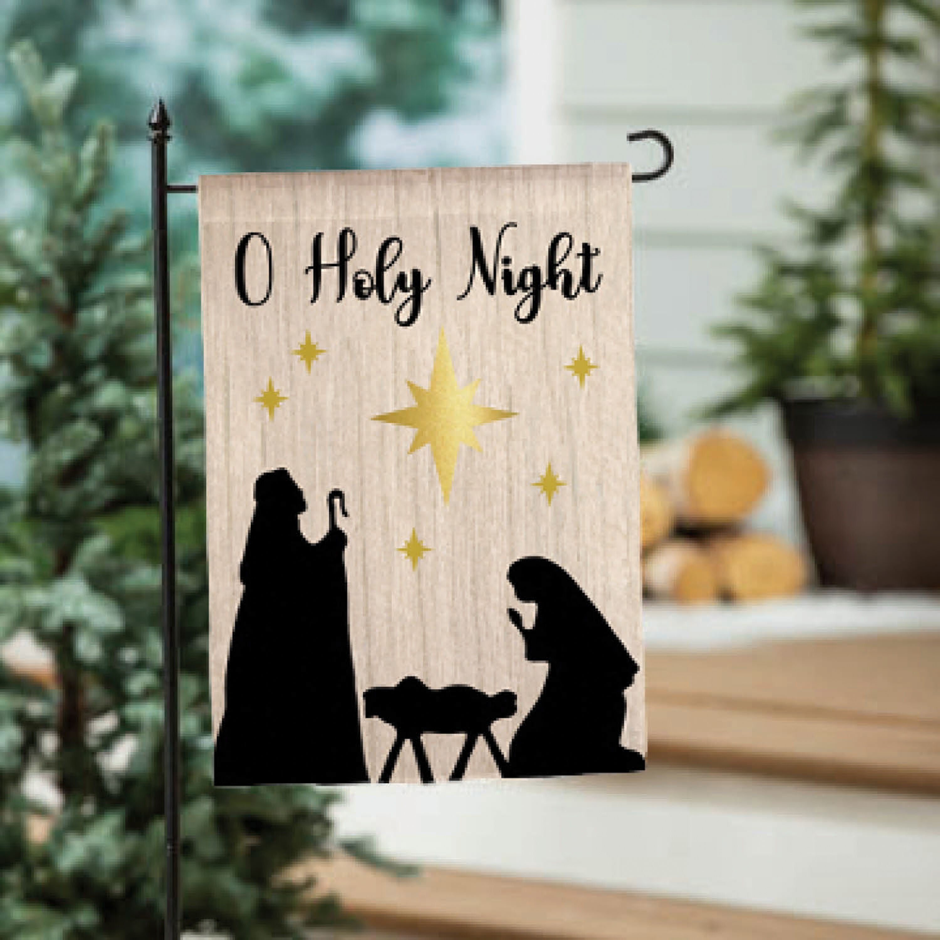 Nativity Silhouette Burlap Garden Flag - Sports Gifts, Sports Memorabilia, Sports Collectibles, Fan Shop