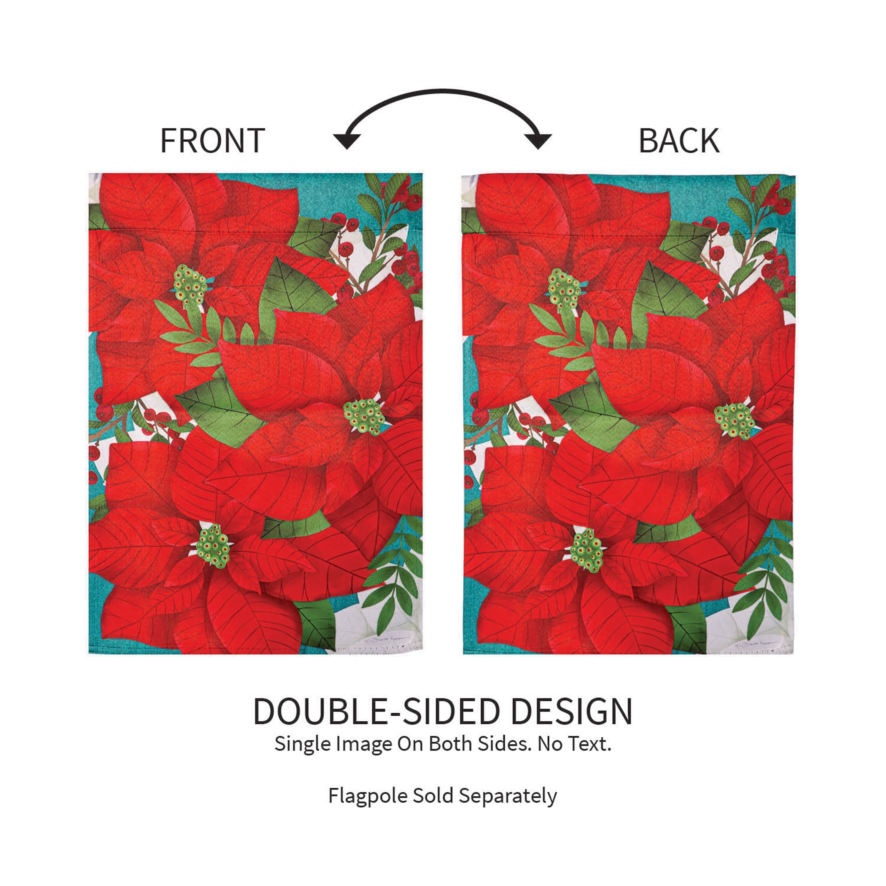 Poinsettia Suede Garden Flag - Sports Gifts, Sports Memorabilia, Sports Collectibles, Fan Shop