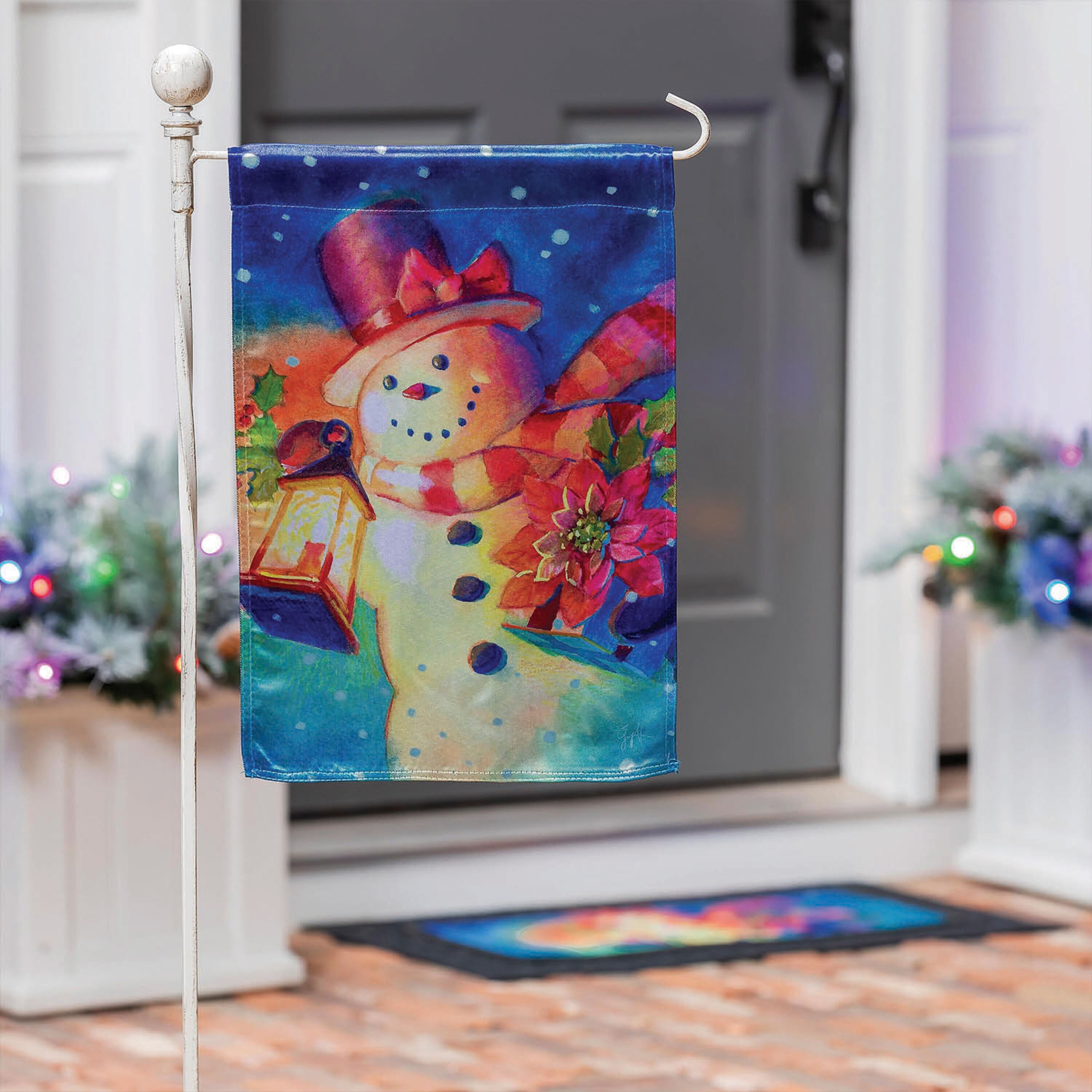 Lantern Snowman Lustre Garden Flag - Sports Gifts, Sports Memorabilia, Sports Collectibles, Fan Shop