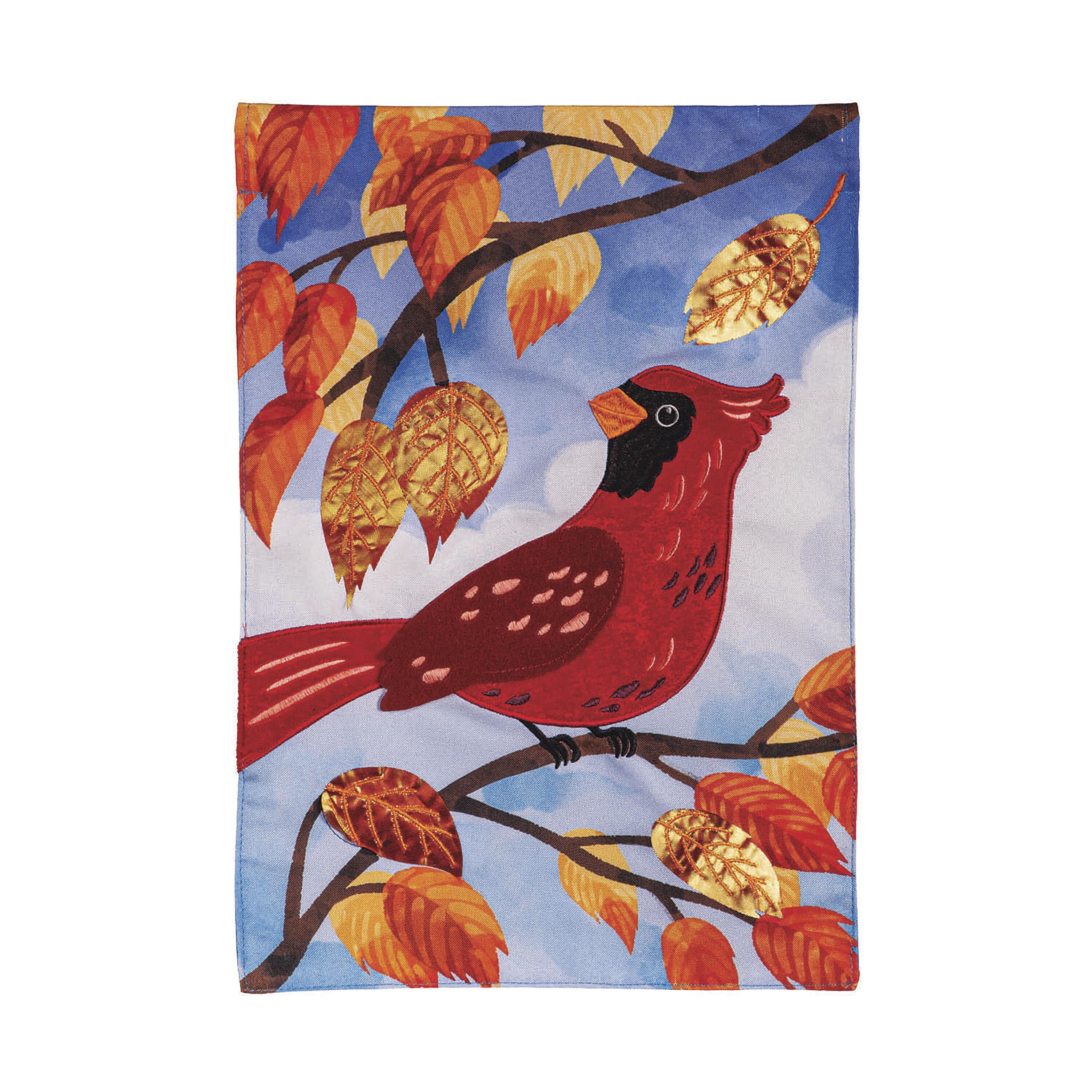 Cardinal in Fall Tree Applique Garden Flag