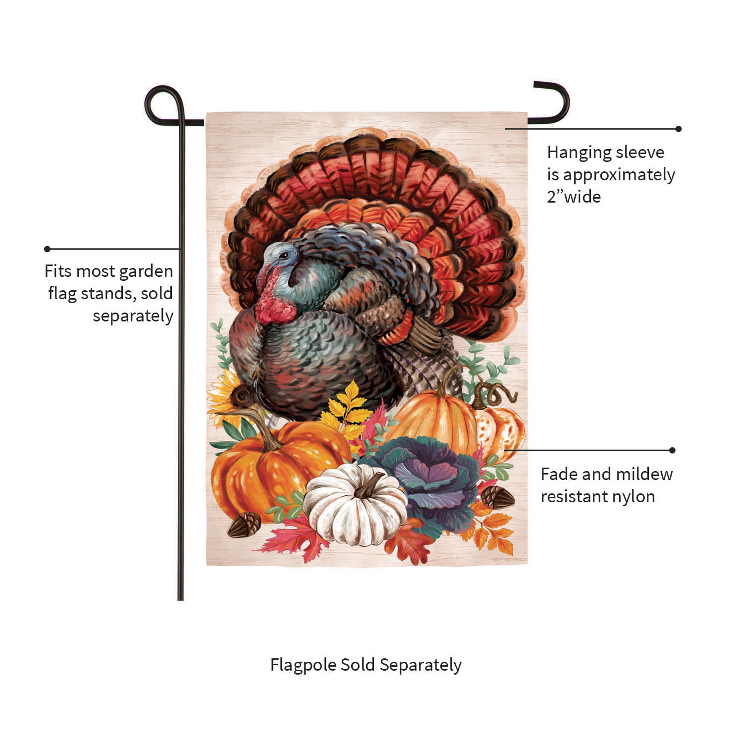 Elaborate Turkey Applique Garden Flag