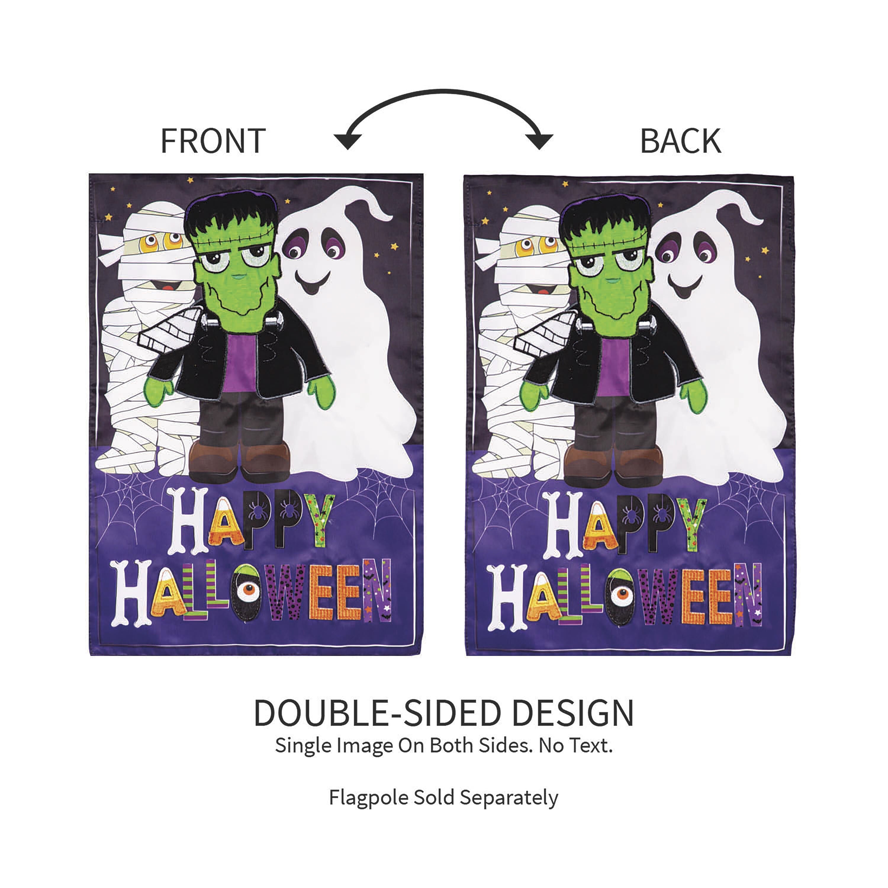 Happy Halloween Trio Applique Garden Flag