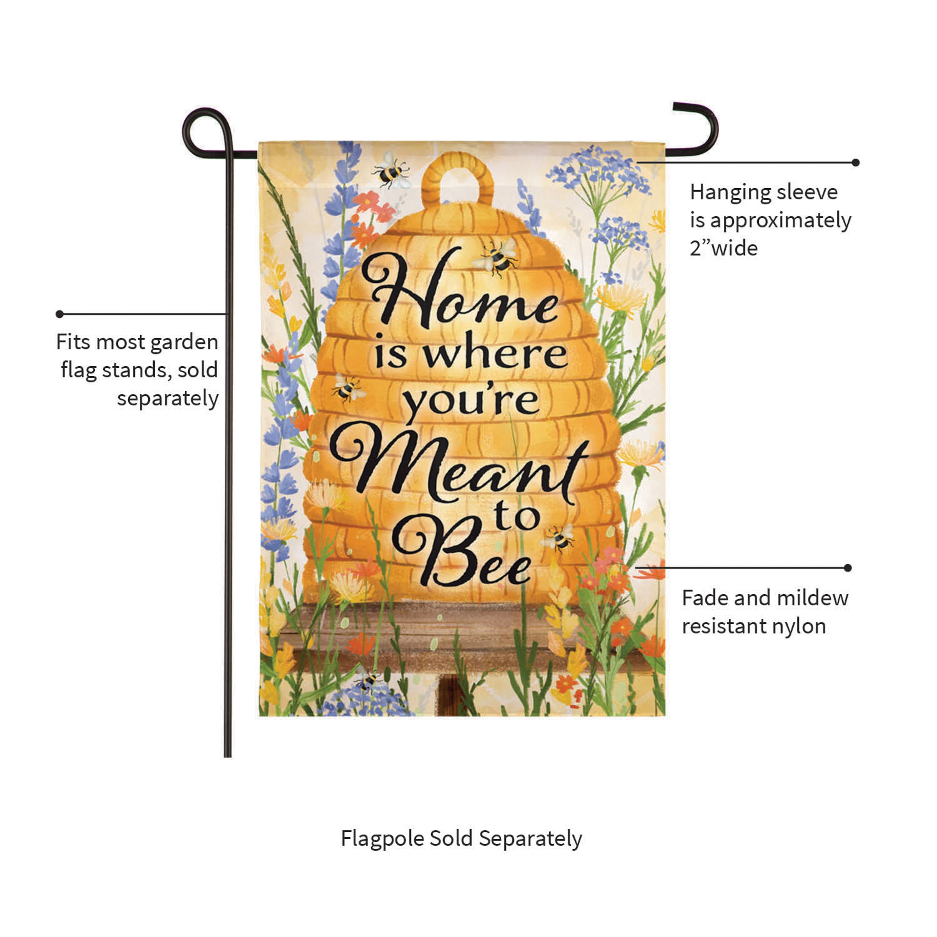 Home is Where You AreMeant ToBee Burlap Garden Flag - Sports Gifts, Sports Memorabilia, Sports Collectibles, Fan Shop