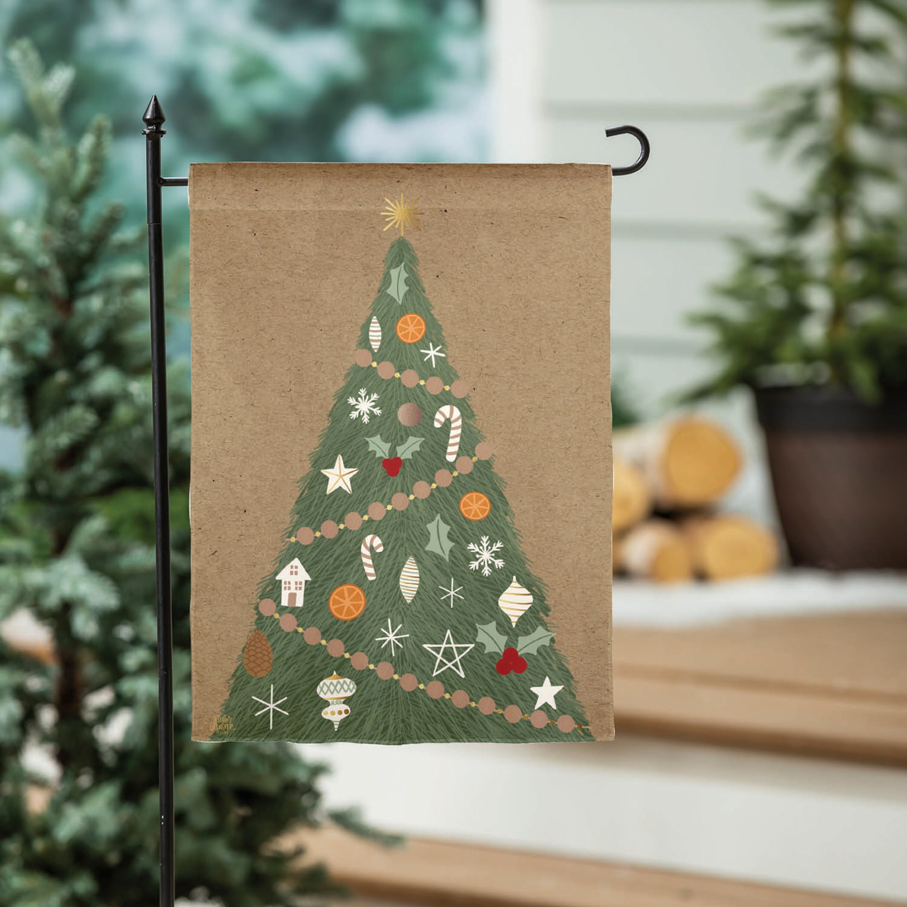 Holiday Wreath Reversible Burlap Garden Flag - Sports Gifts, Sports Memorabilia, Sports Collectibles, Fan Shop