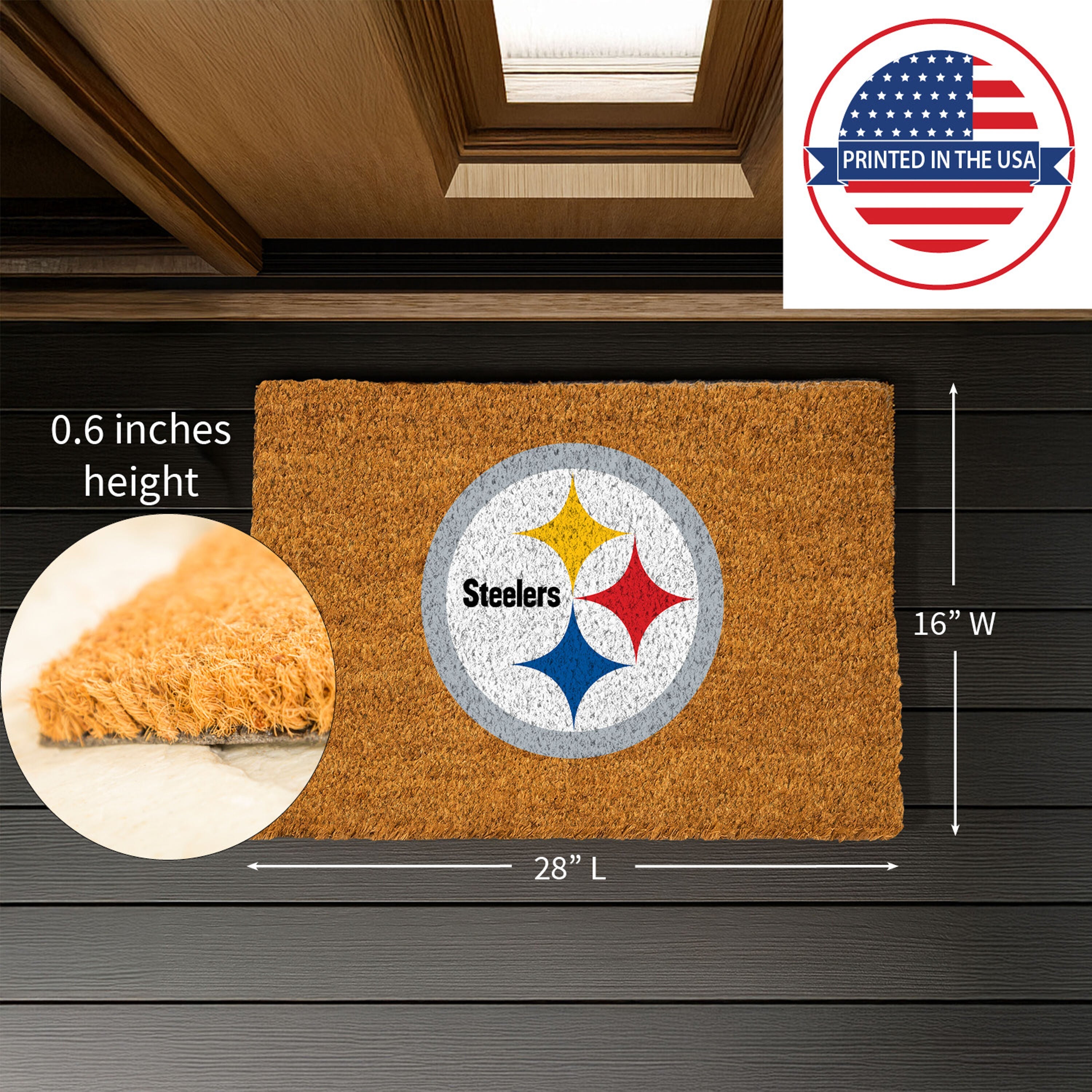 Coir Mat, 16"x28", Pittsburgh Steelers - Sports Gifts, Sports Memorabilia, Sports Collectibles, Fan Shop