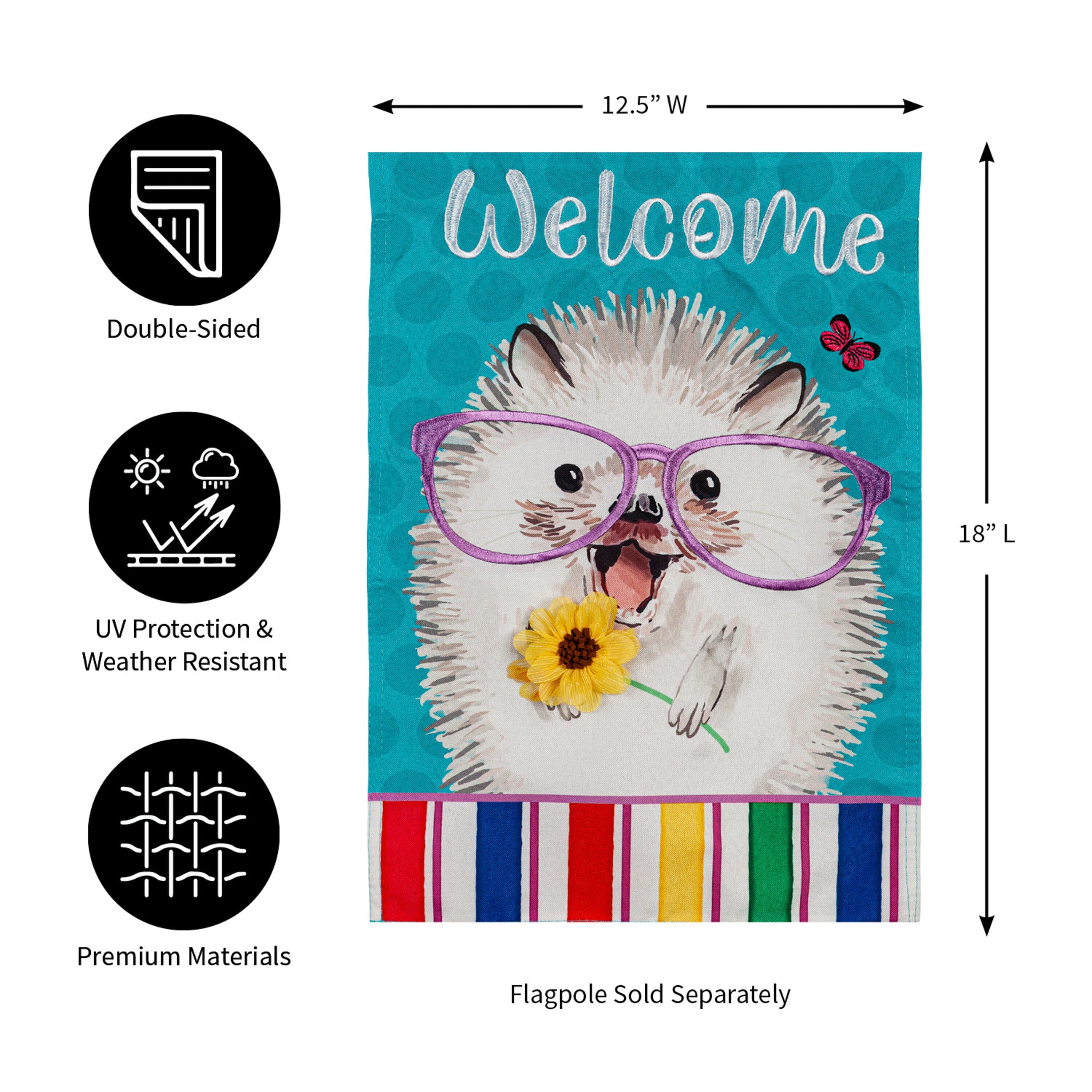 Hedgehog Pal Garden Linen Flag - Sports Gifts, Sports Memorabilia, Sports Collectibles, Fan Shop