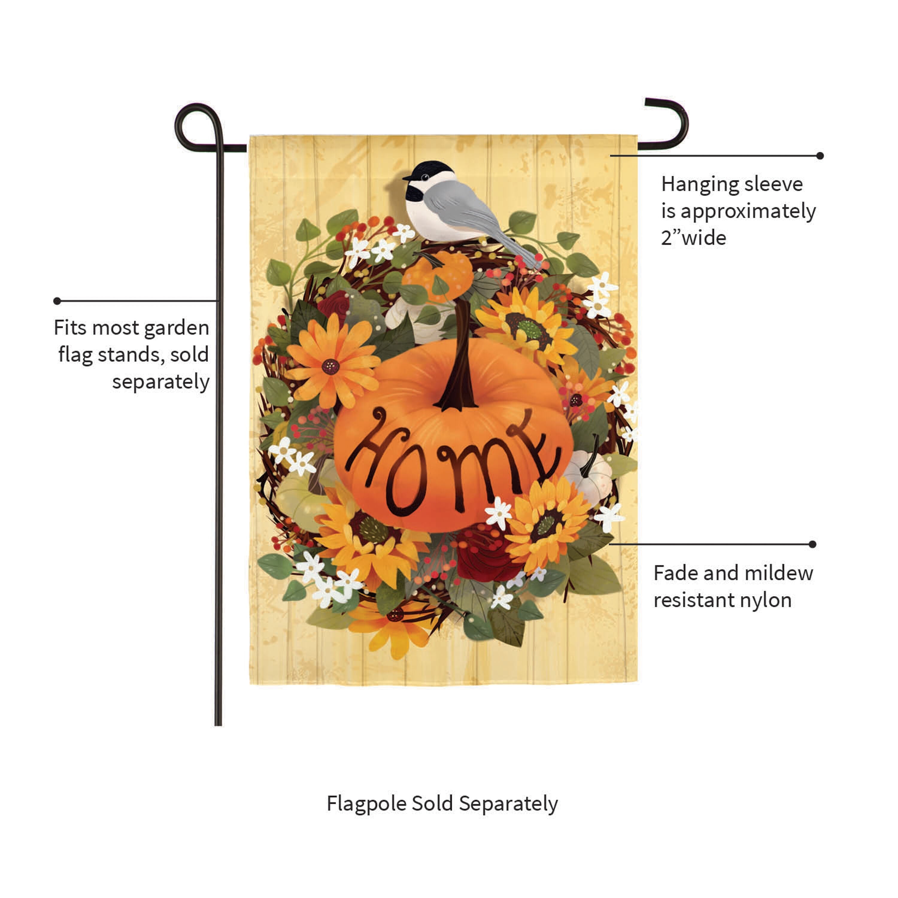 Pumpkin Wreath Moire Garden Flag - Sports Gifts, Sports Memorabilia, Sports Collectibles, Fan Shop