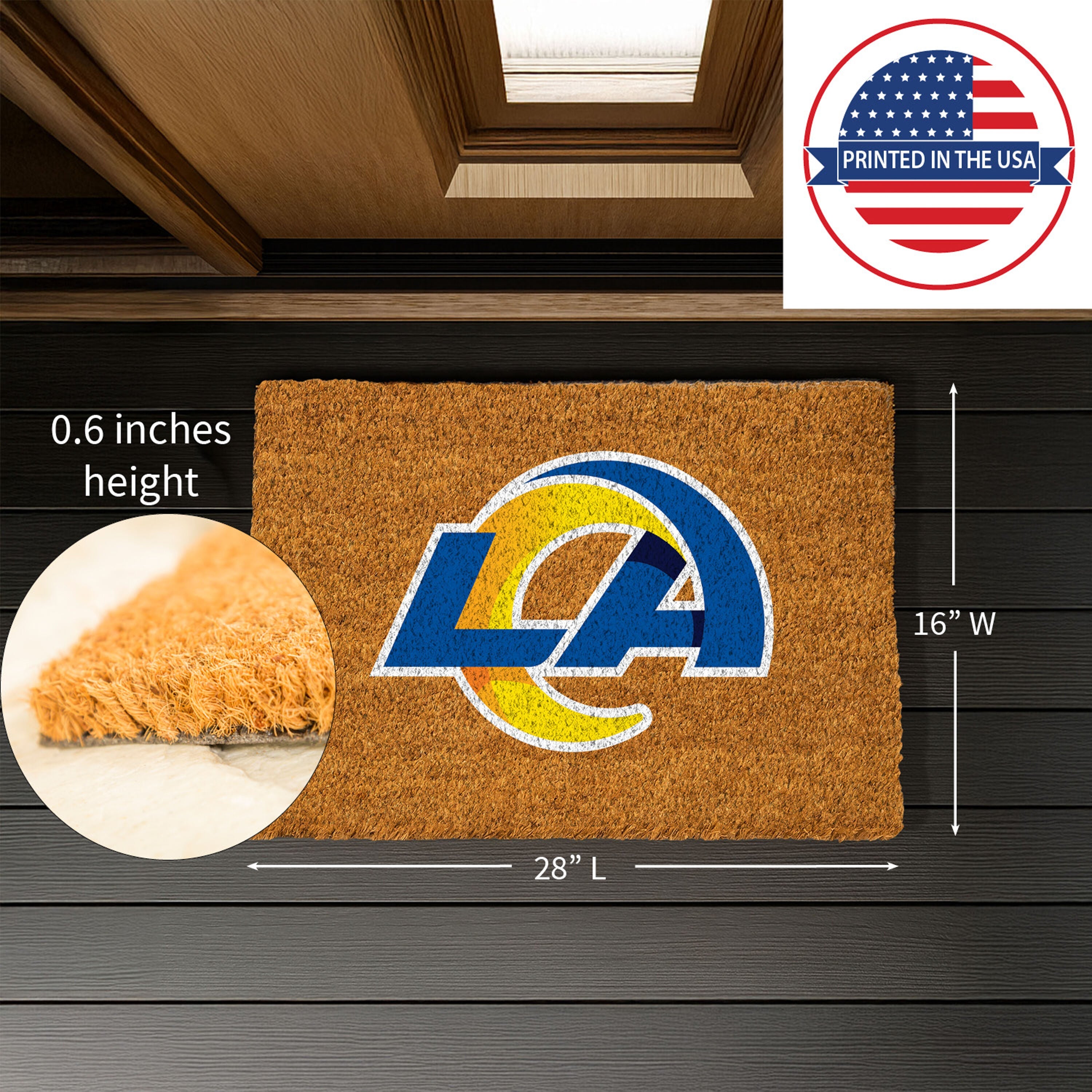 Coir Mat, 16"x28", Los Angeles Rams