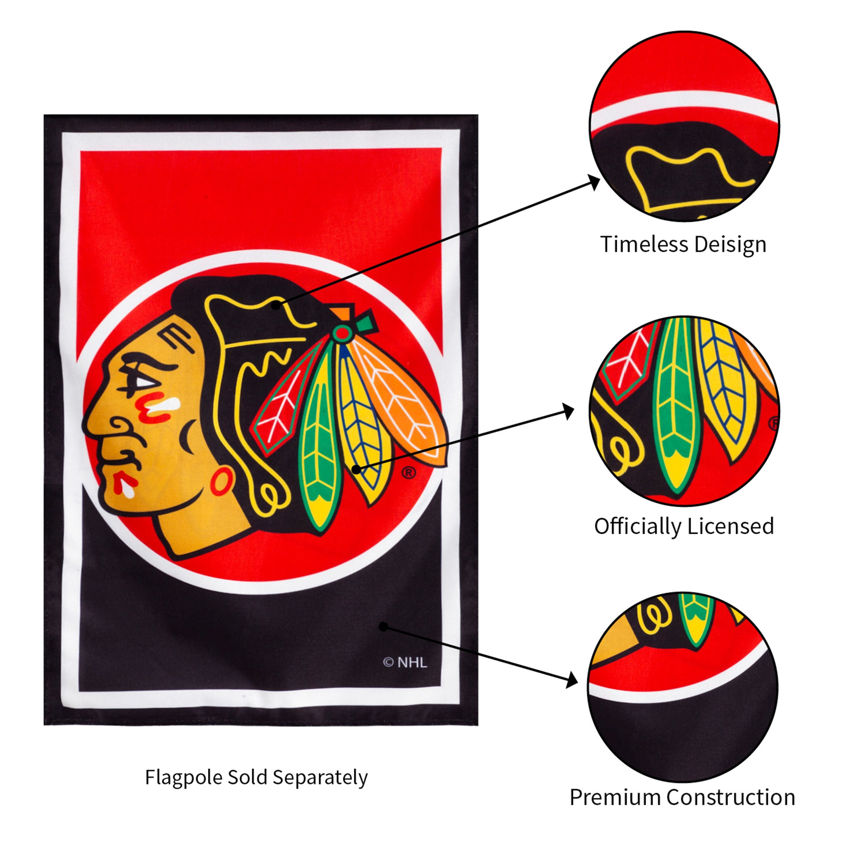 NHL Hockey Burlap House Flag, Chicago Blackhawks - Sports Gifts, Sports Memorabilia, Sports Collectibles, Fan Shop