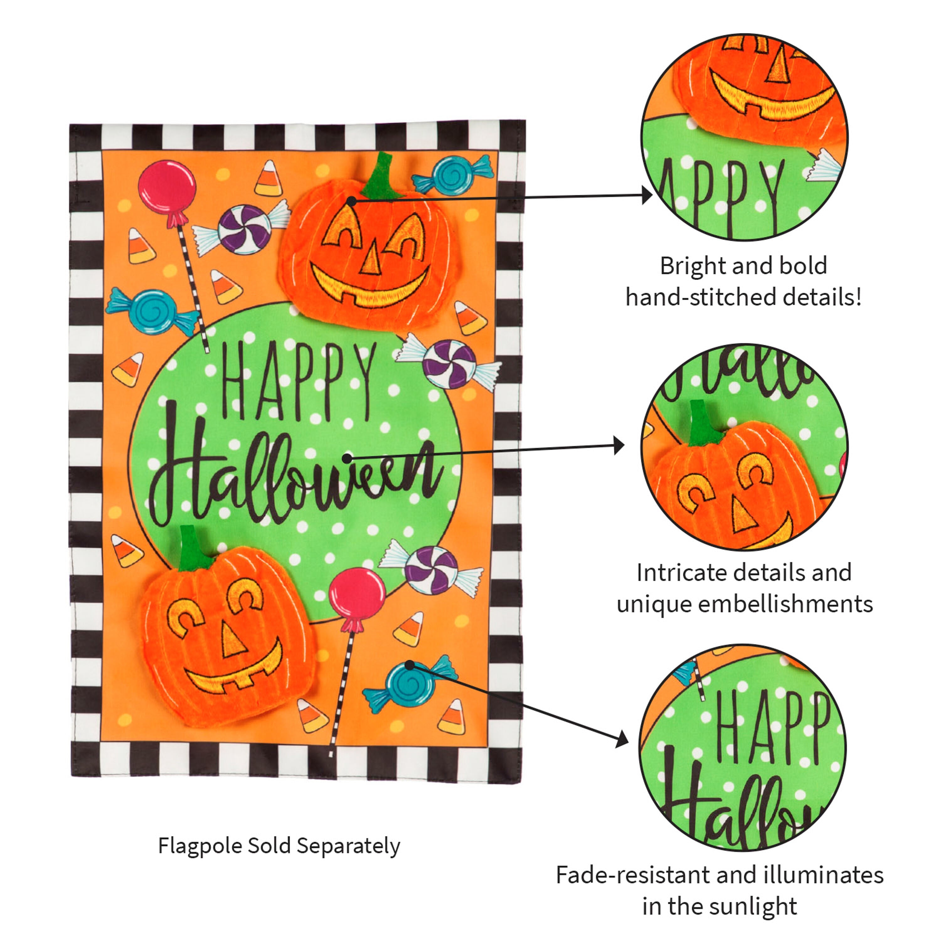 Happy Halloween Celebration Garden Applique Flag - Sports Gifts, Sports Memorabilia, Sports Collectibles, Fan Shop
