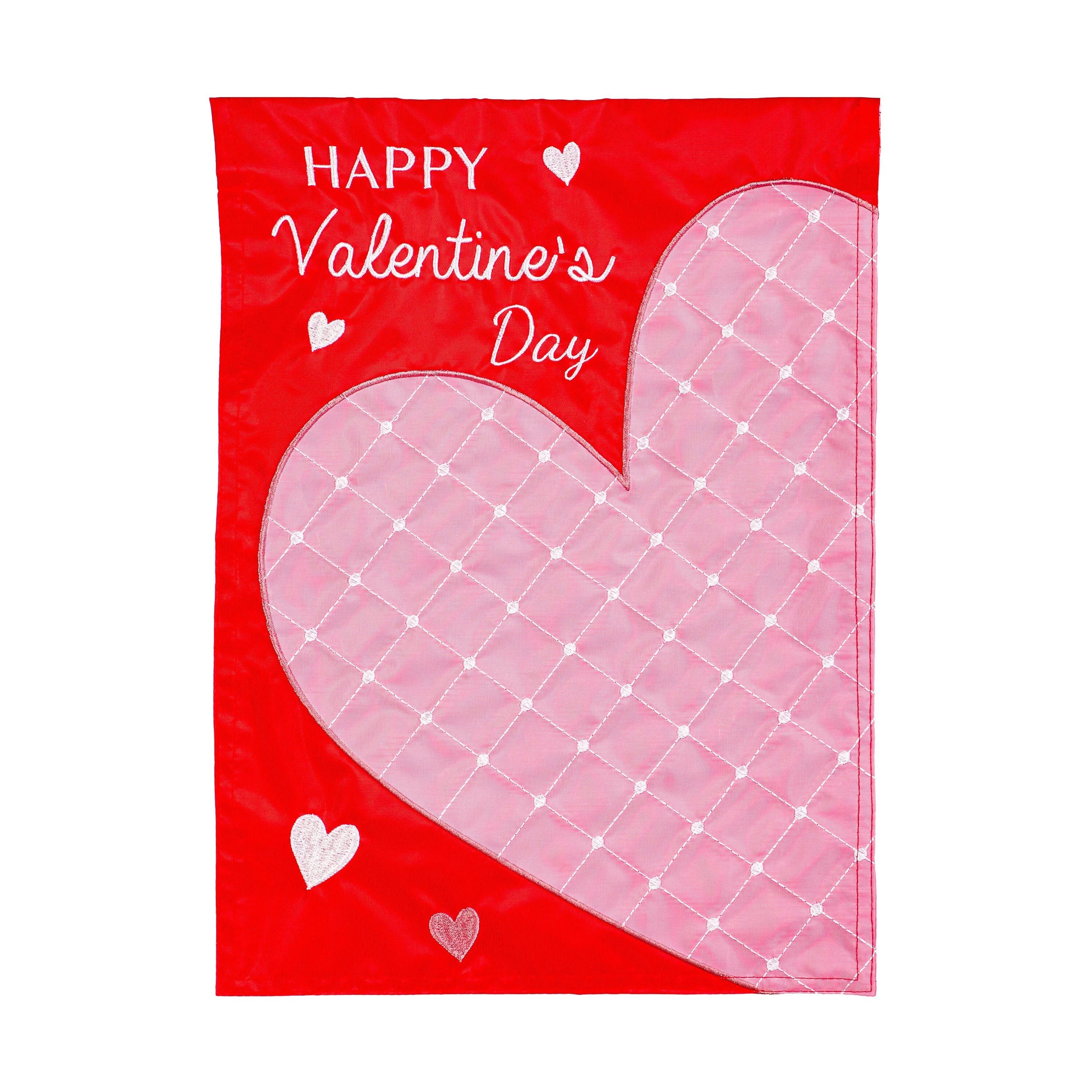 Happy Valentine's Day Basic Applique Garden Flag - Sports Gifts, Sports Memorabilia, Sports Collectibles, Fan Shop