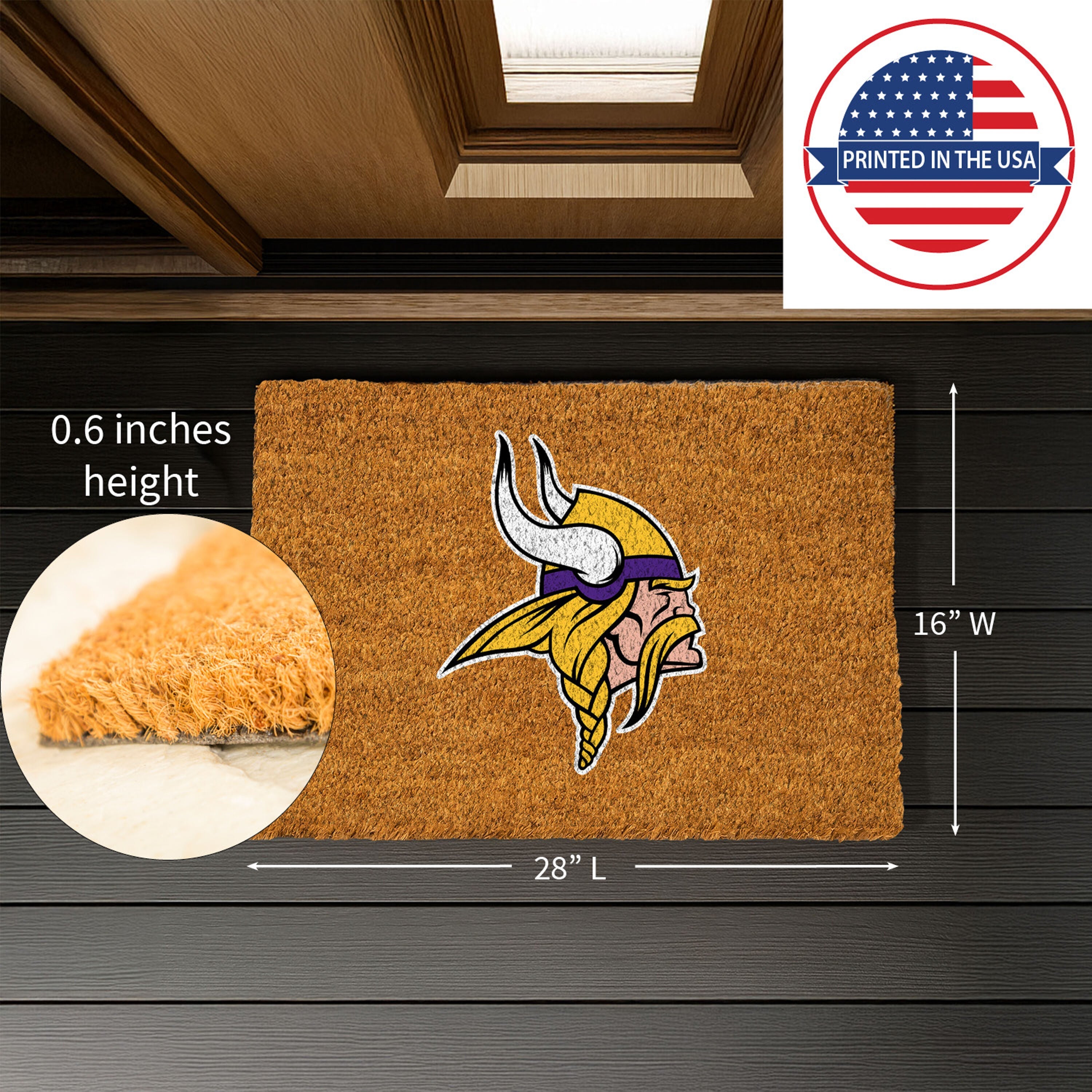 Coir Mat, 16"x28", Minnesota Vikings - Sports Gifts, Sports Memorabilia, Sports Collectibles, Fan Shop