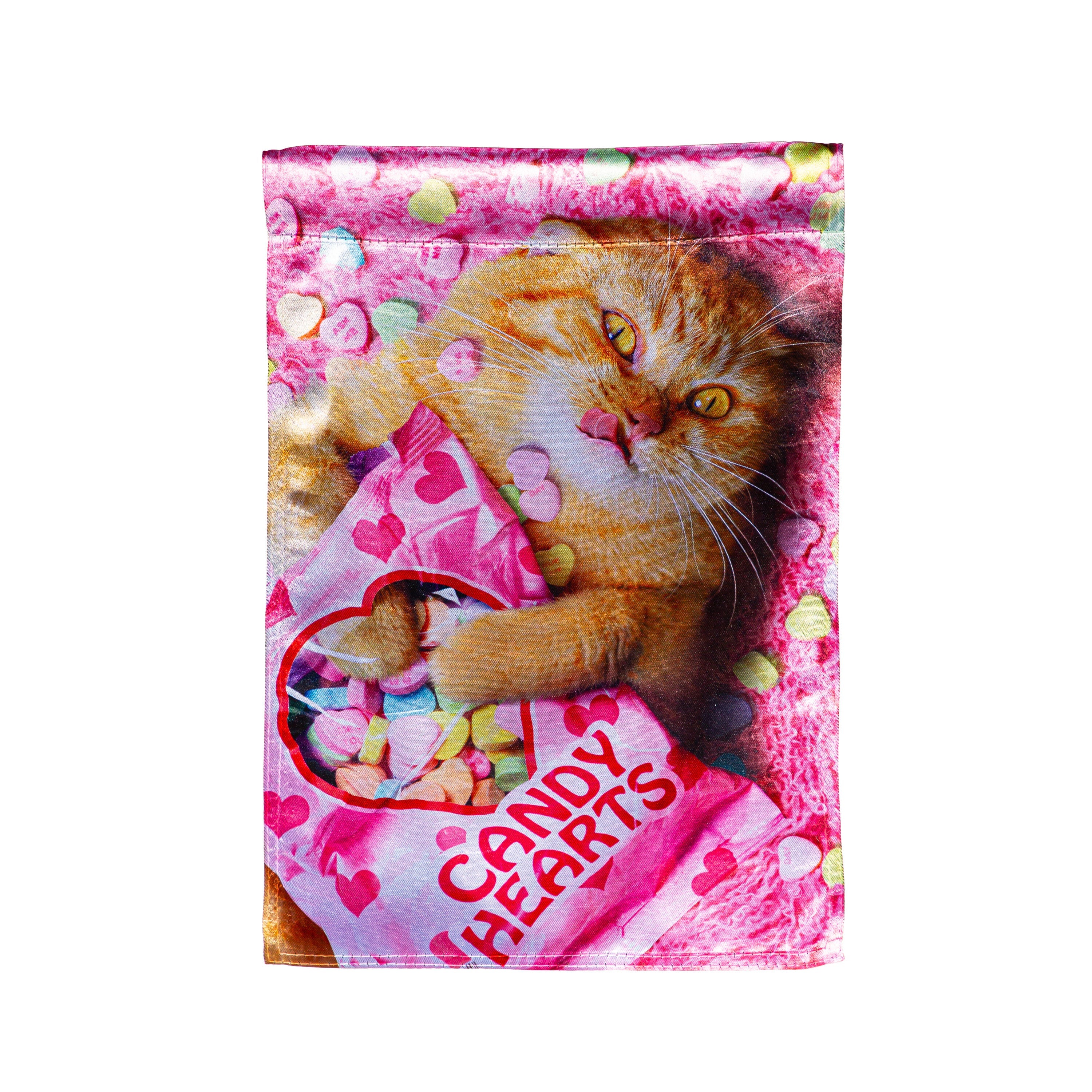 Cat With Candy Heart Lustre Garden Flag - Sports Gifts, Sports Memorabilia, Sports Collectibles, Fan Shop