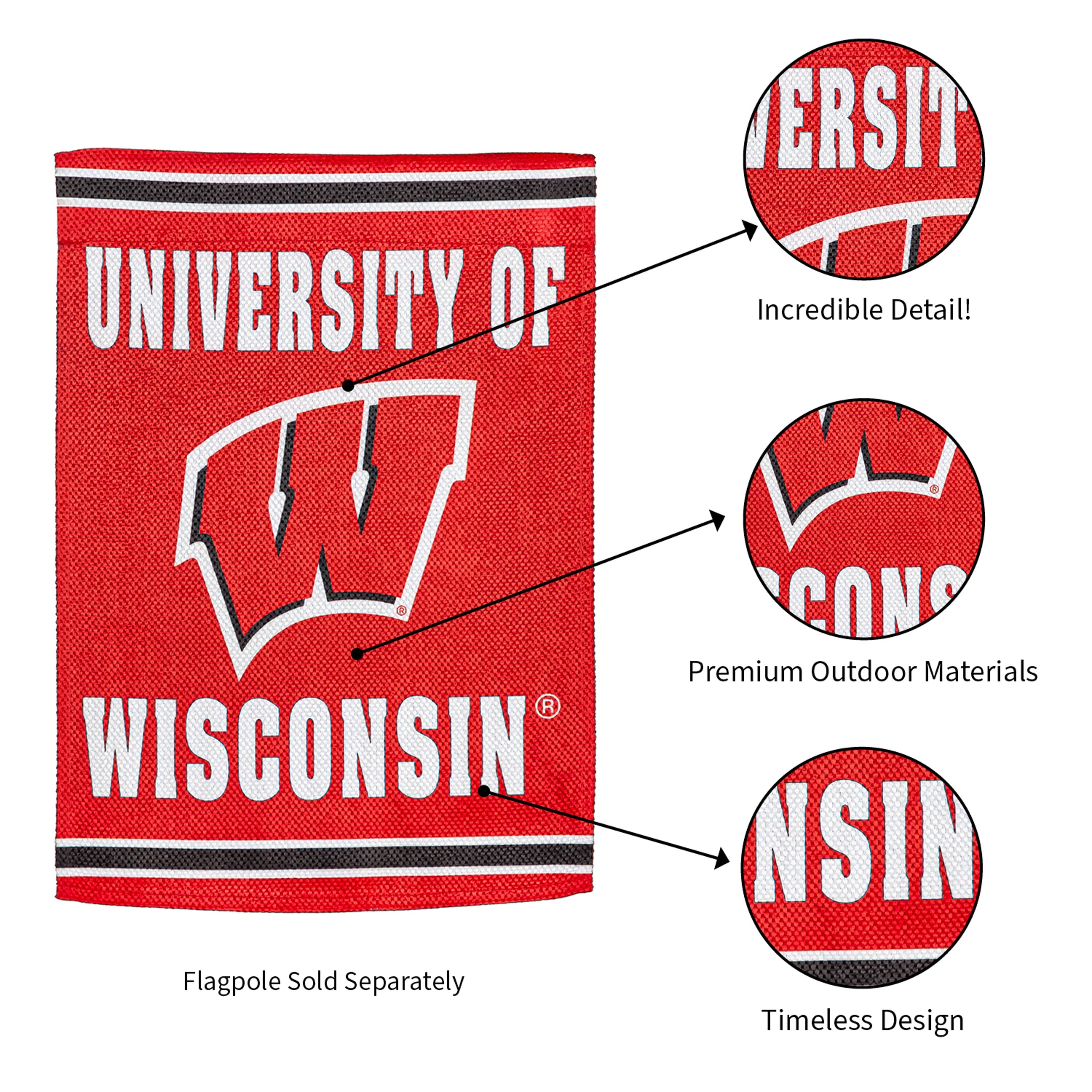 Embossed Suede Flag, GDN Size, University of Wisconsin-Madison - Sports Gifts, Sports Memorabilia, Sports Collectibles, Fan Shop