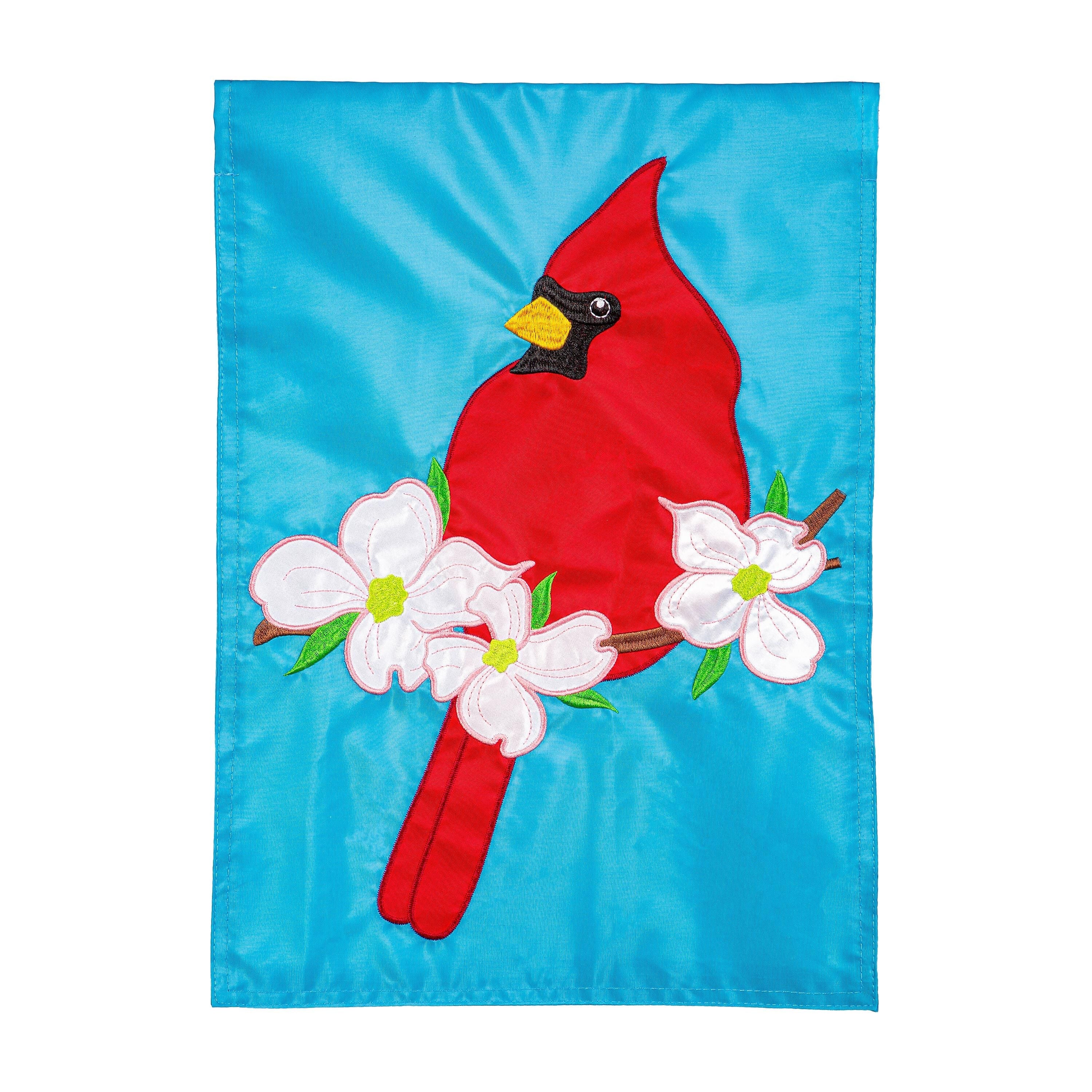 Cardinal With Dogwood Basic Applique Garden Flag - Sports Gifts, Sports Memorabilia, Sports Collectibles, Fan Shop