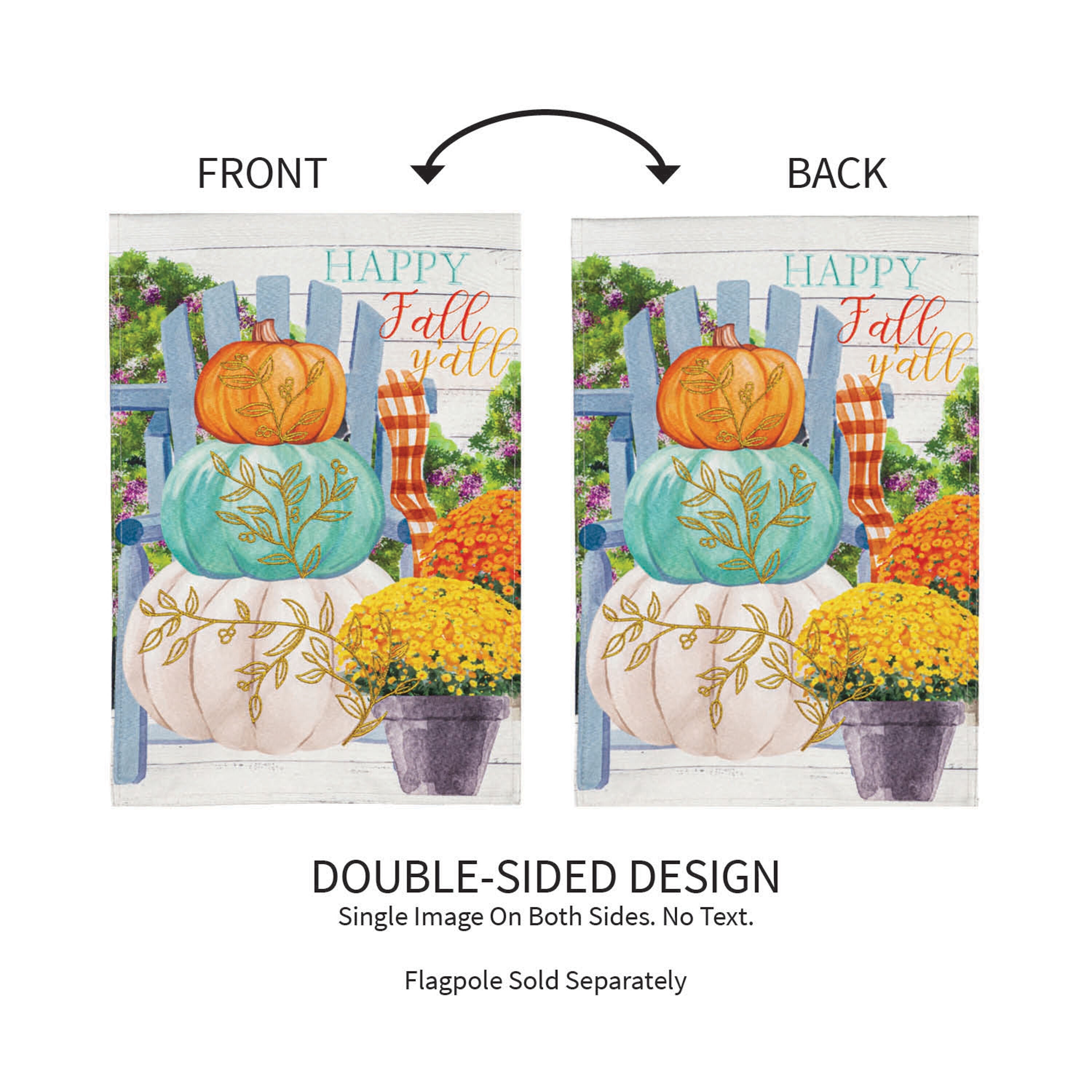 Happy Fall Stacked Pumpkins Garden Linen Flag - Sports Gifts, Sports Memorabilia, Sports Collectibles, Fan Shop