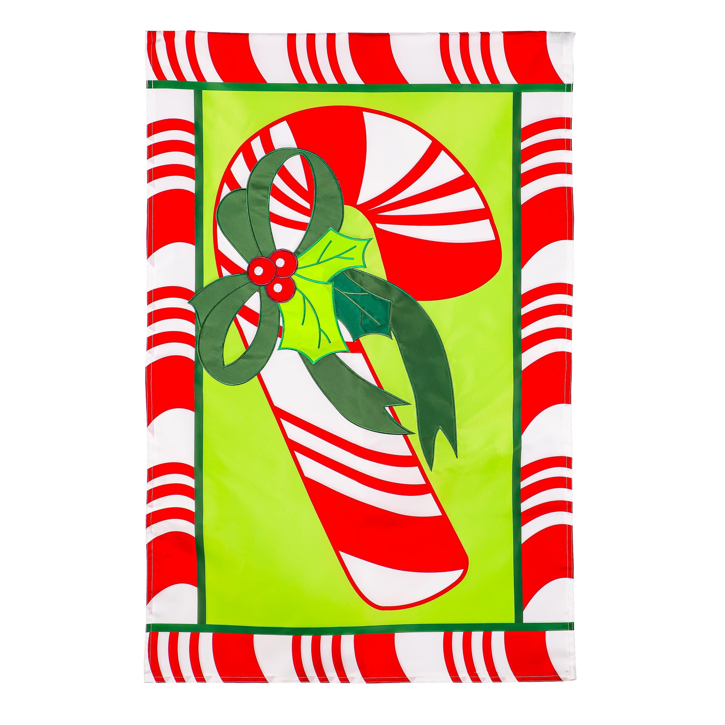 Candy Cane Applique House Flag - Sports Gifts, Sports Memorabilia, Sports Collectibles, Fan Shop