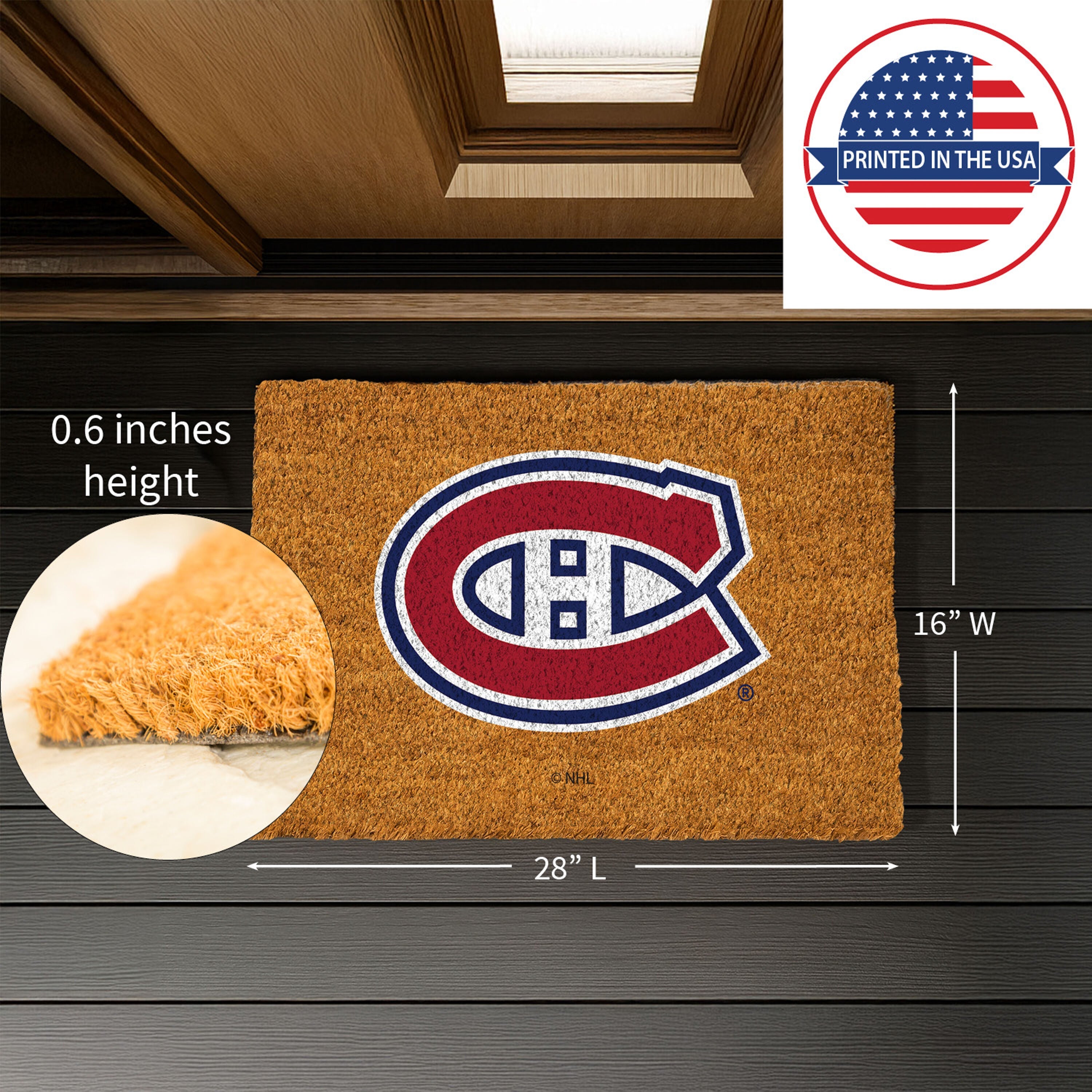Coir Mat, 16"x28", Montreal Canadiens