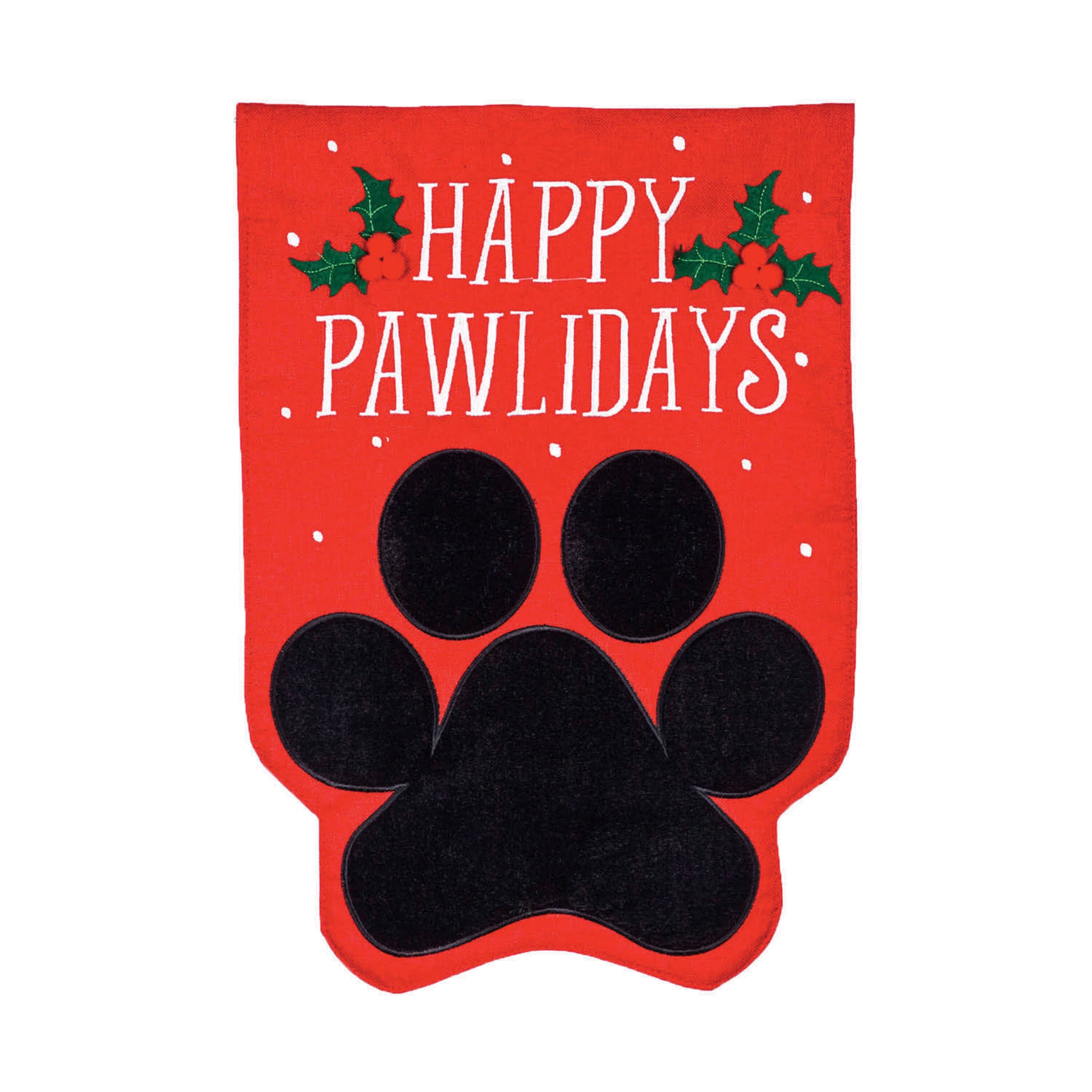 Happy Pawlidays Burlap Garden Flag - Sports Gifts, Sports Memorabilia, Sports Collectibles, Fan Shop