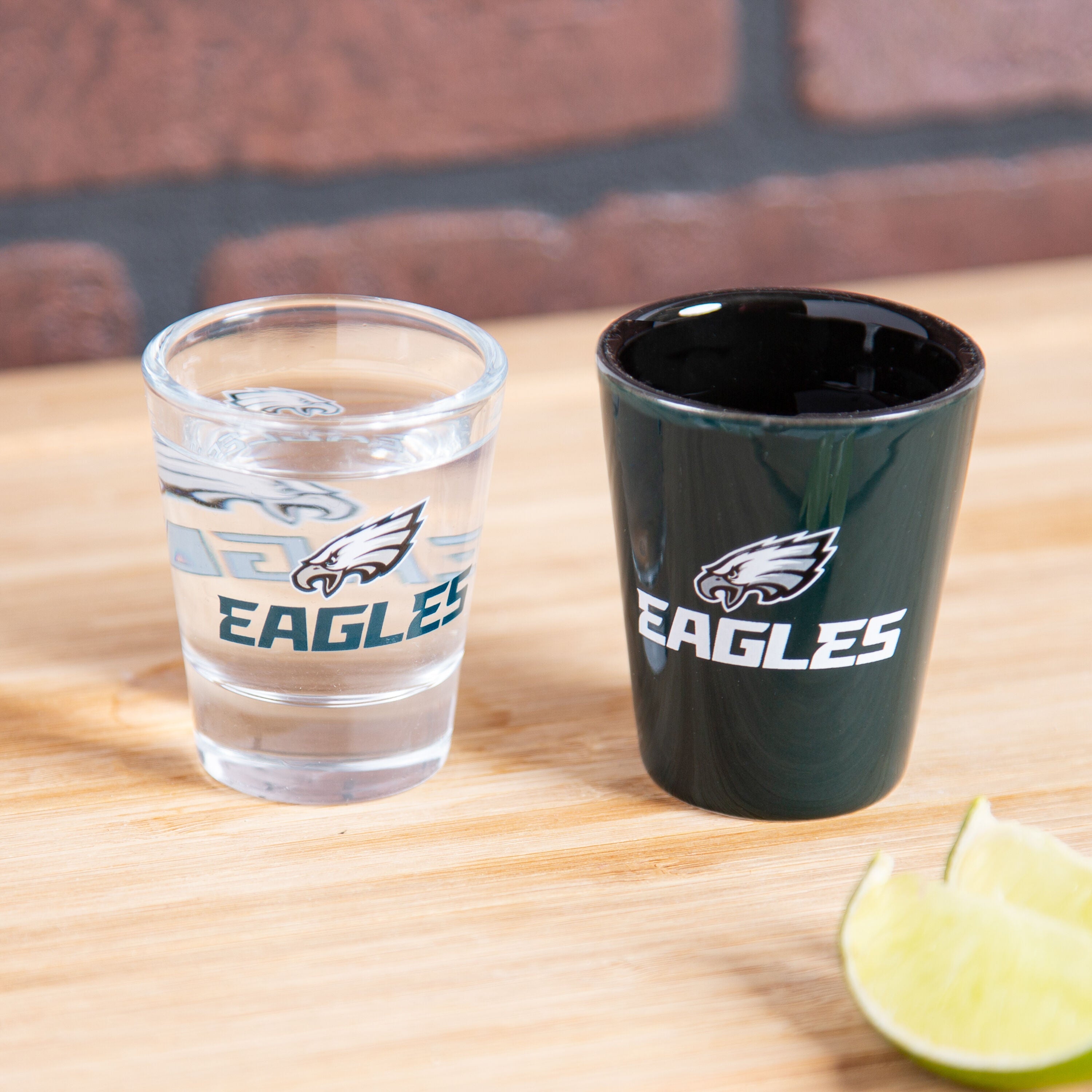Philadelphia Eagles 4-Piece Ceramic and Glass 2oz. Shot Glass Set - Sports Gifts, Sports Memorabilia, Sports Collectibles, Fan Shop