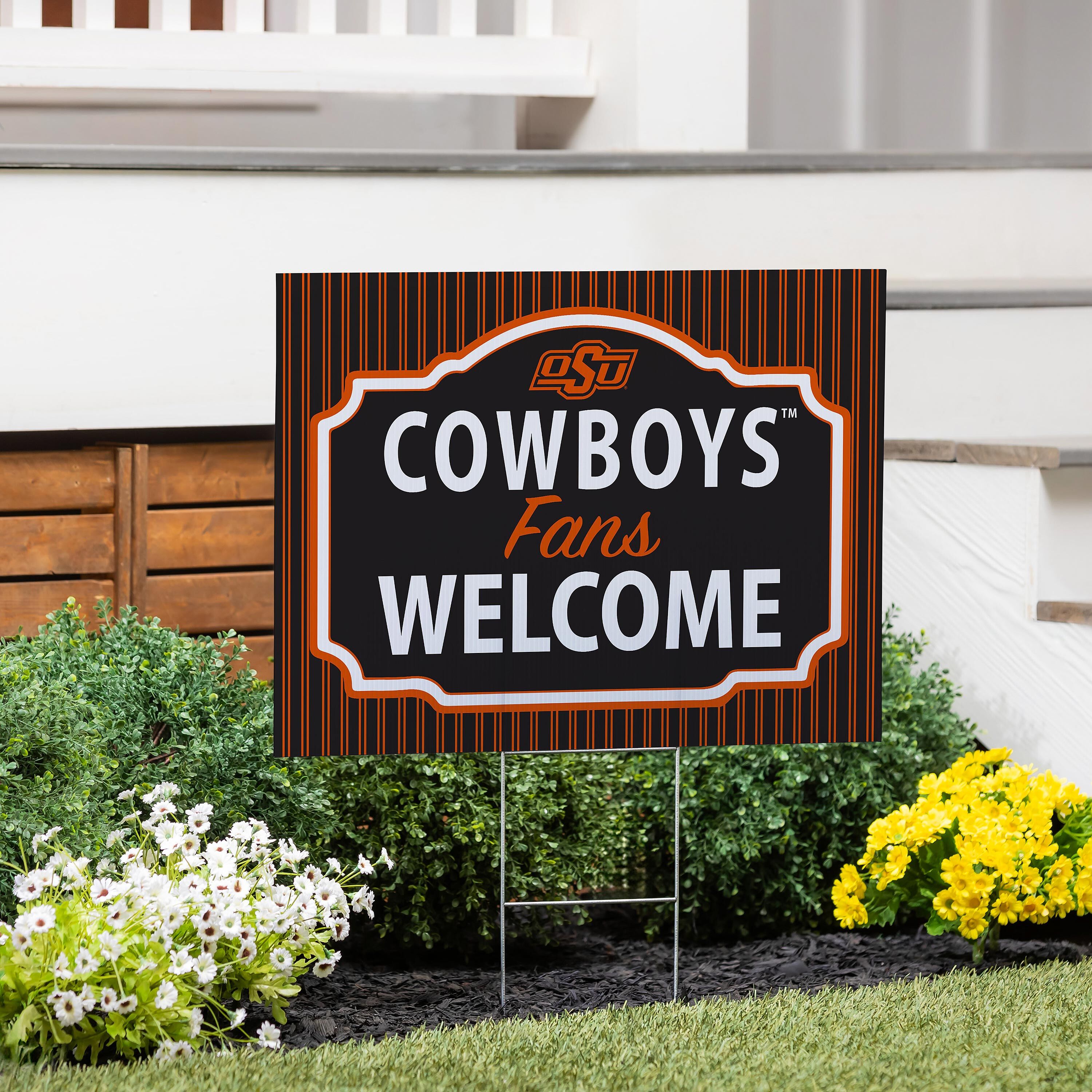 Oklahoma State University Coroplast Yard Sign, "Fans Welcome"