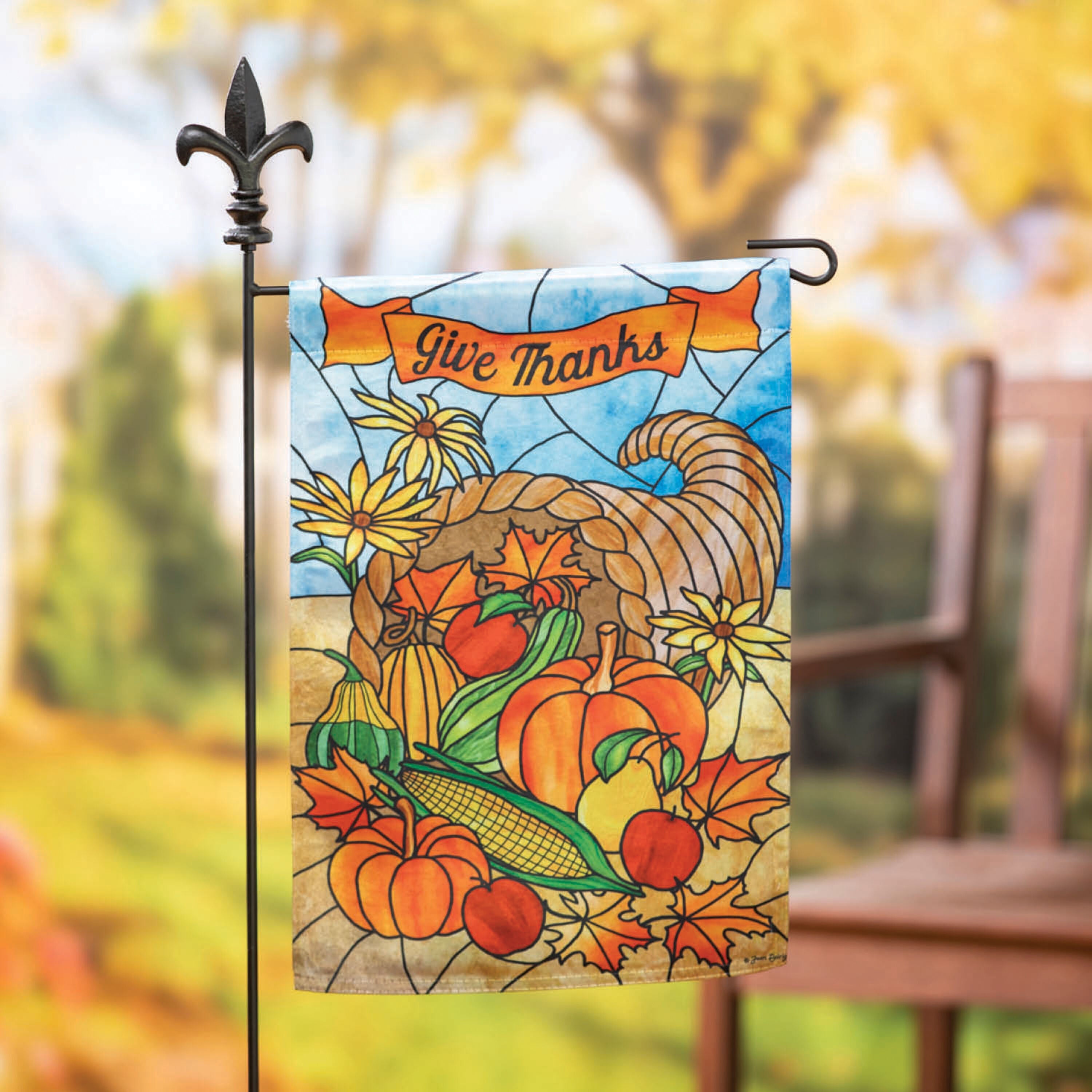 Stained Glass Cornucopia Garden Lustre Flag - Sports Gifts, Sports Memorabilia, Sports Collectibles, Fan Shop