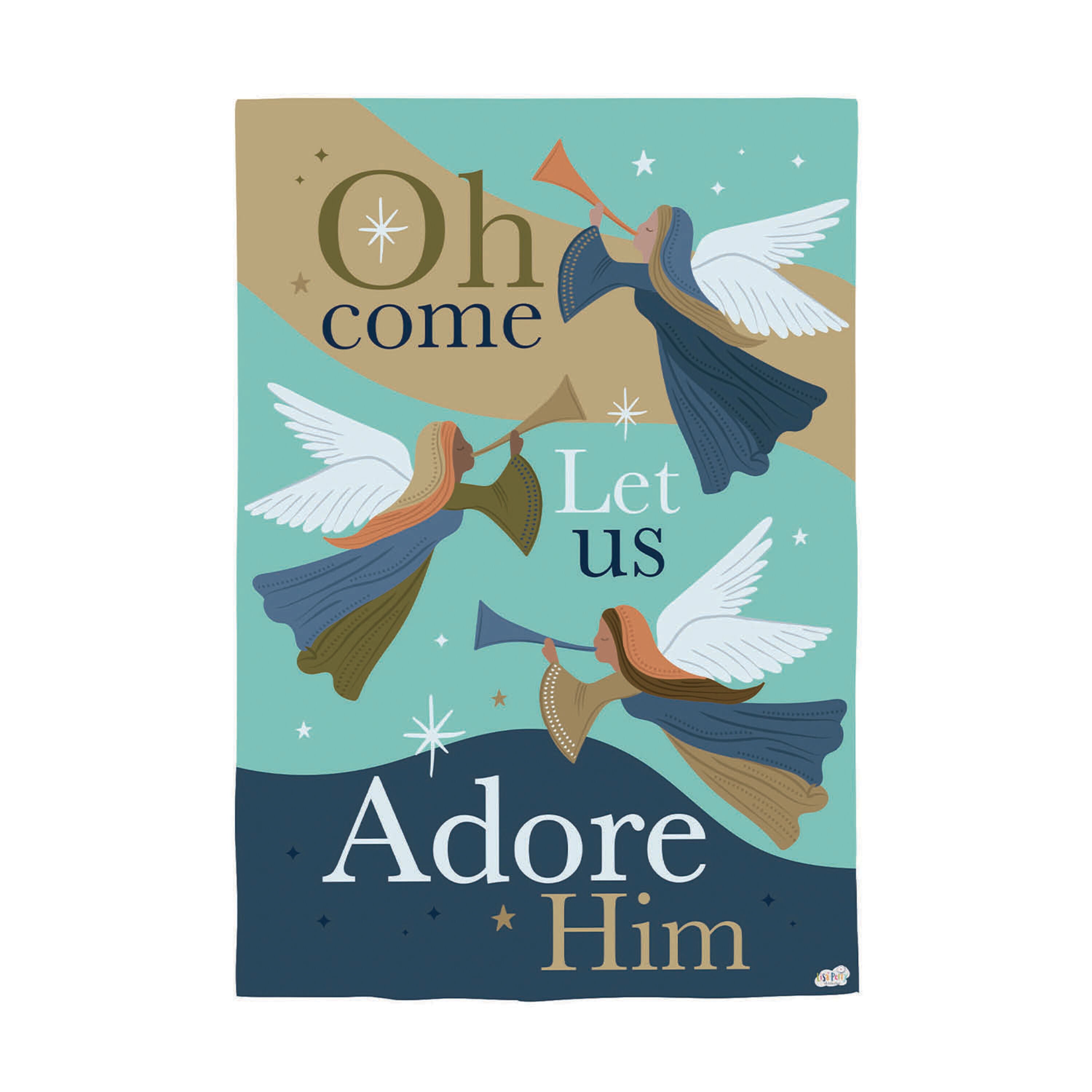 Oh Come Let Us Adore Him Suede Garden Flag - Sports Gifts, Sports Memorabilia, Sports Collectibles, Fan Shop