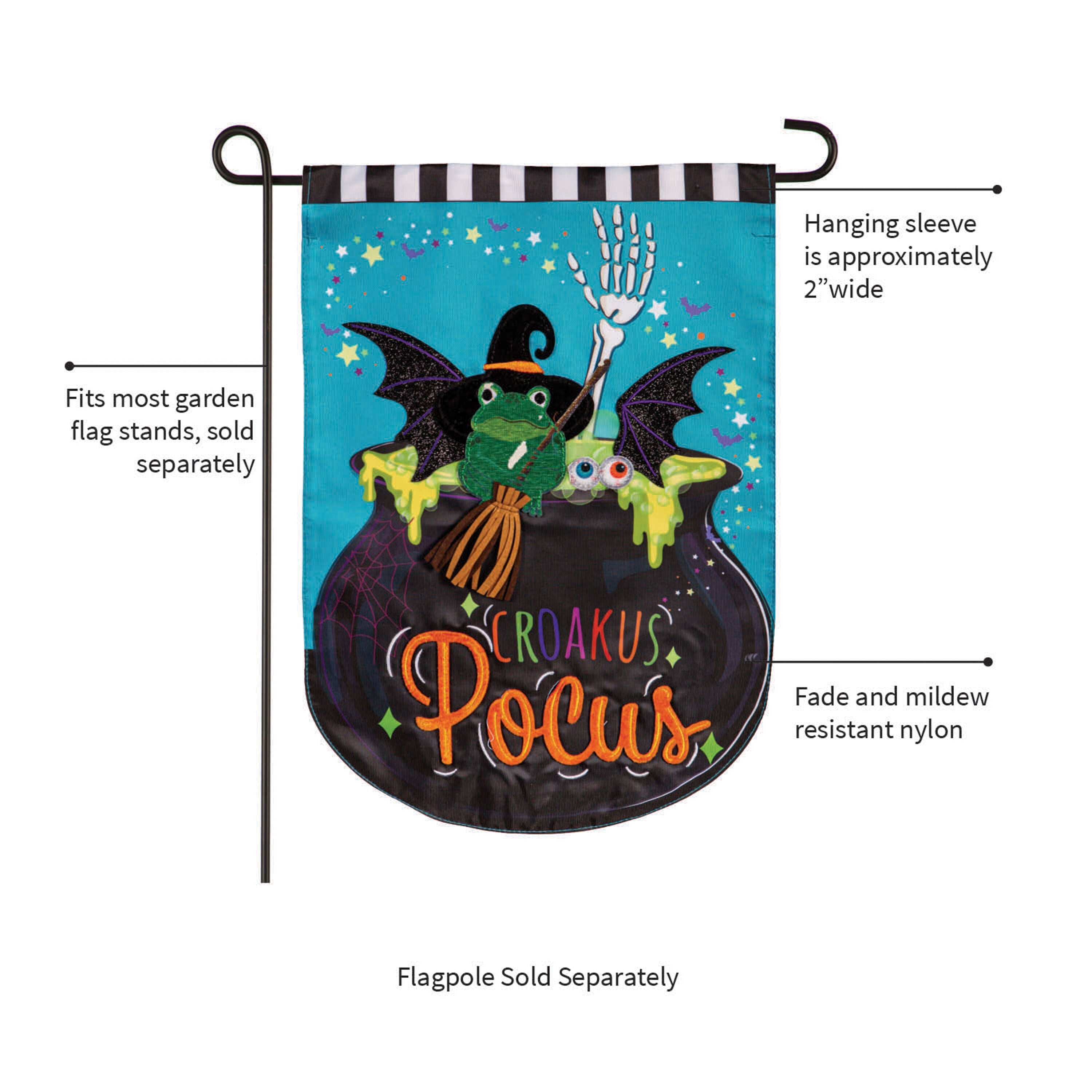Croakus Pocus Applique Garden Flag