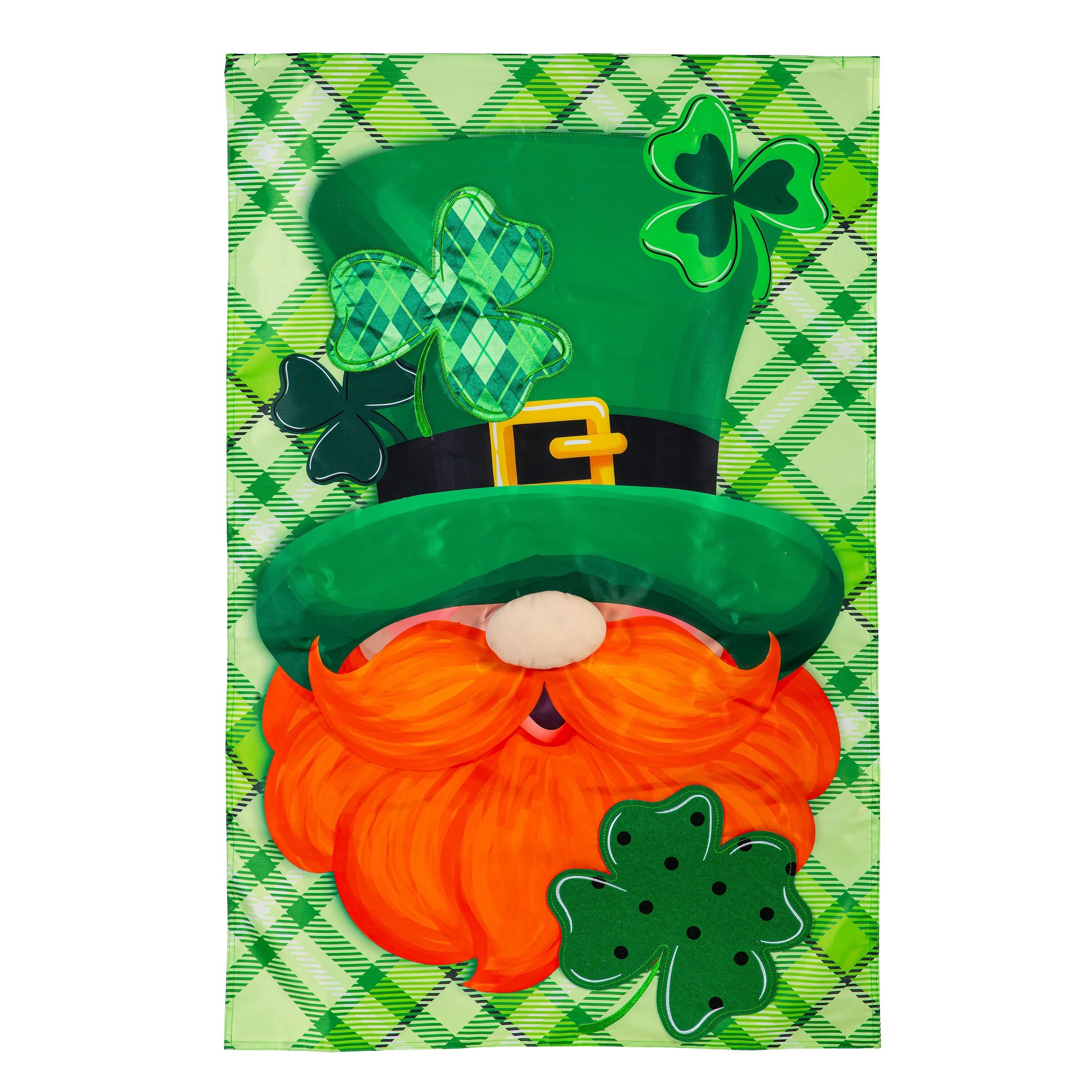 Leprechaun Applique House Flag - Sports Gifts, Sports Memorabilia, Sports Collectibles, Fan Shop