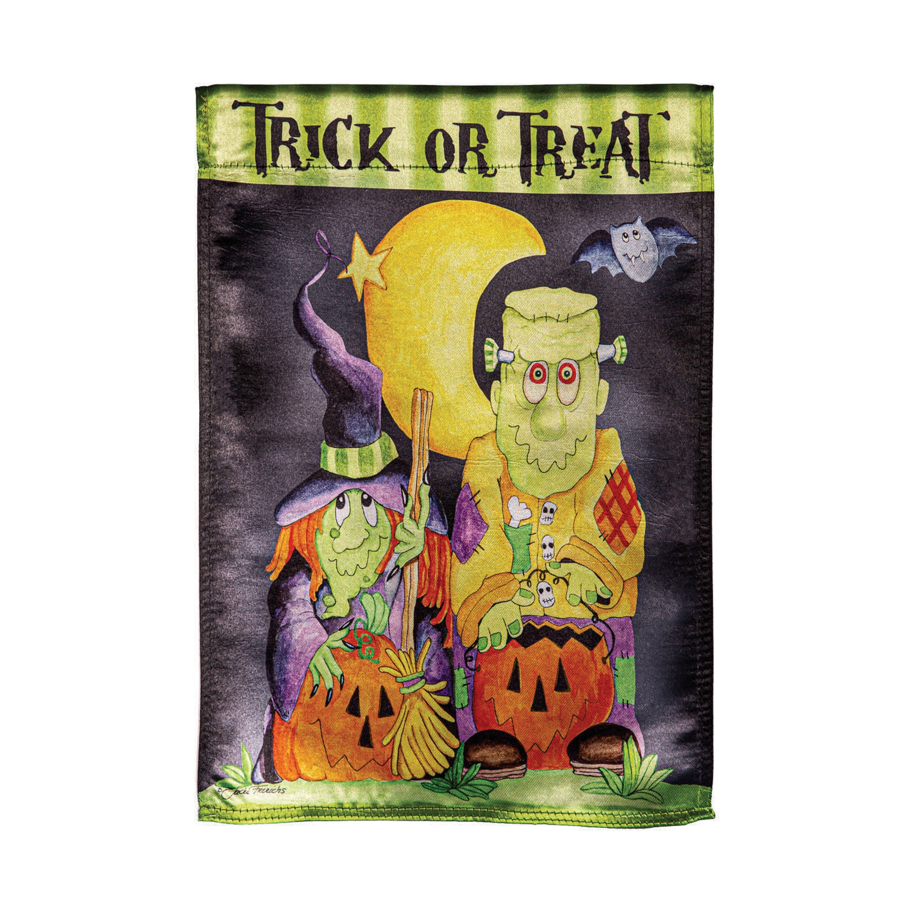 Scary Trick or Treat Lustre Garden Flag - Sports Gifts, Sports Memorabilia, Sports Collectibles, Fan Shop