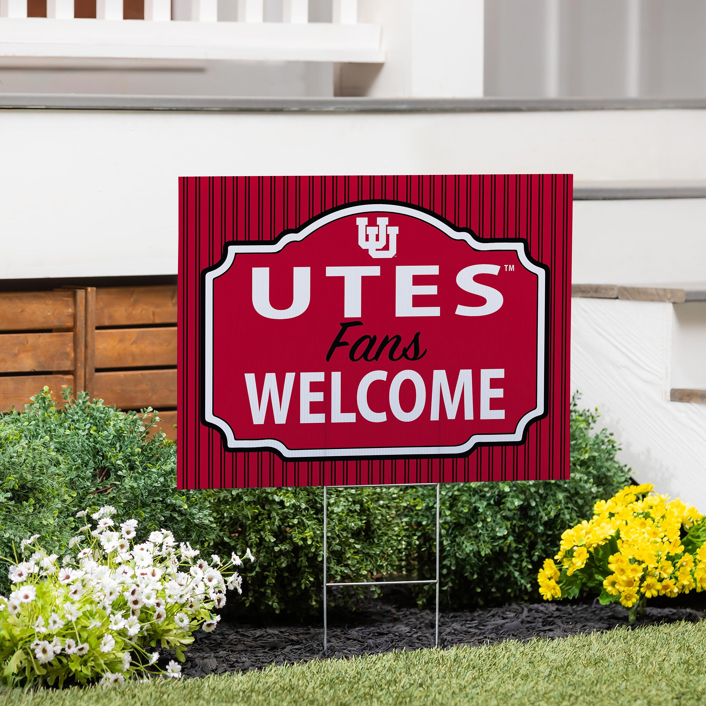 University of Utah Coroplast Yard Sign, "Fans Welcome"